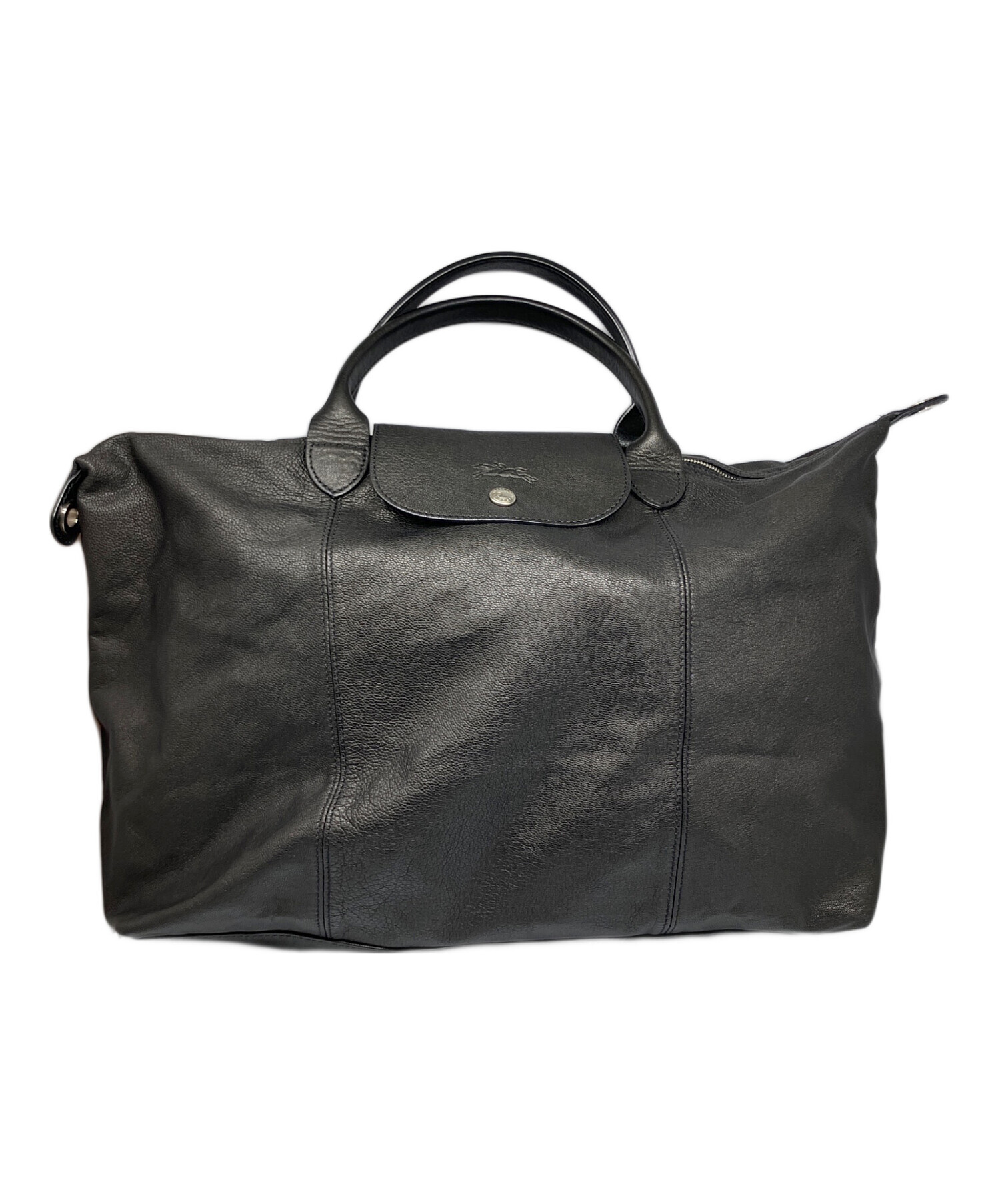 中古・古着通販】LONGCHAMP (ロンシャン) レザートートバッグ ブラック