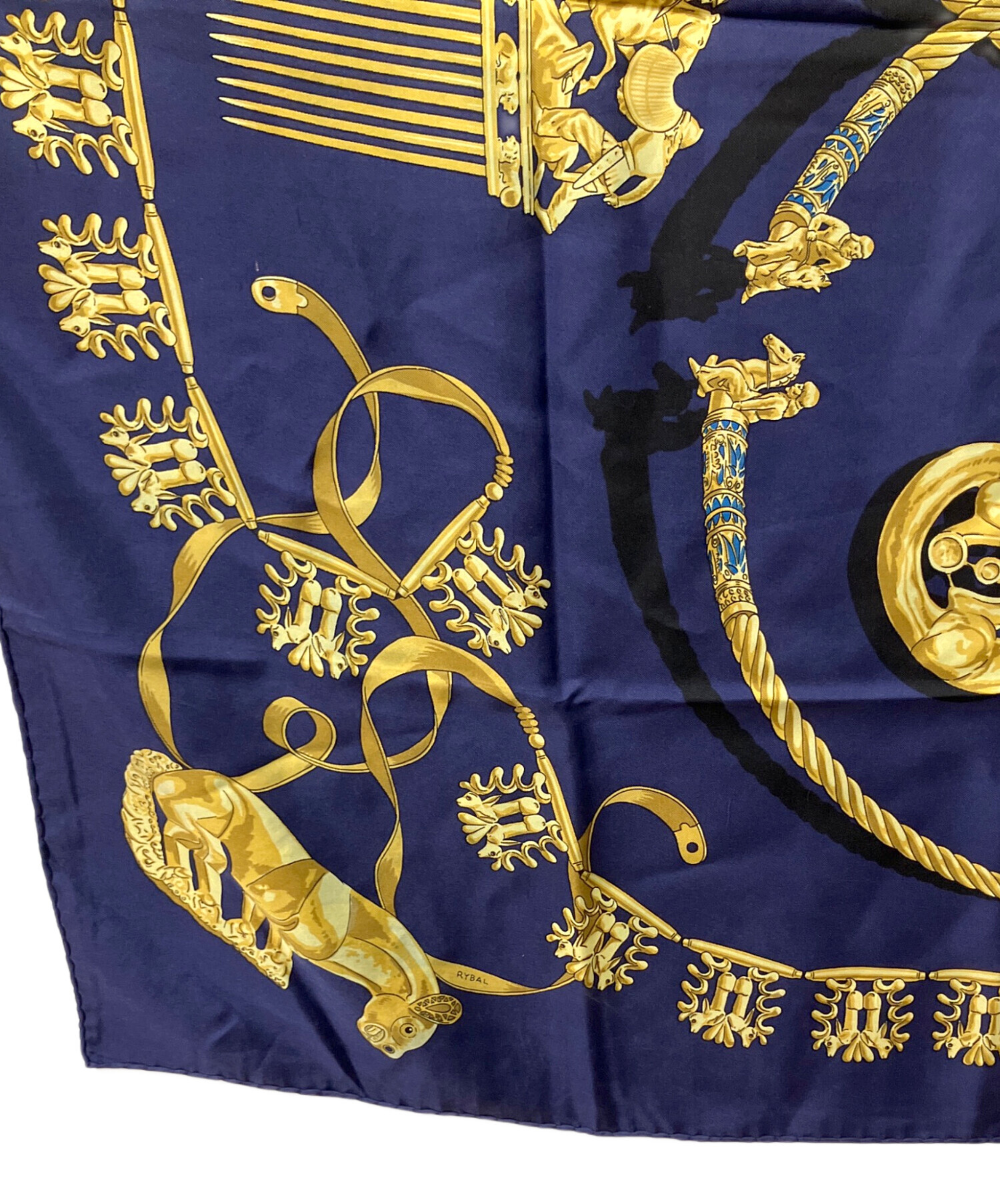 中古・古着通販】HERMES (エルメス) カレ90 LES CAVALIERS ネイビー