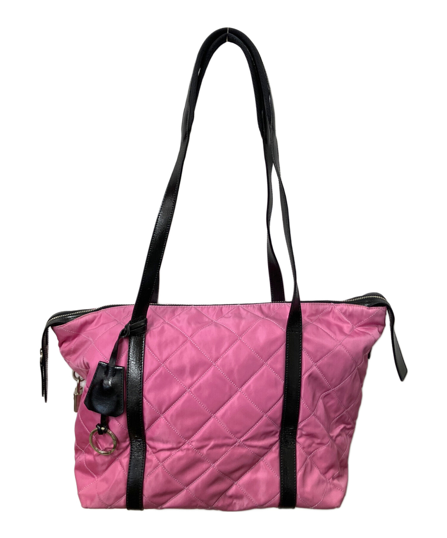 希少　ギャランティ付　プラダ ナイロン トートバッグ リボン ピンク裏地　白タグ 希少 ギャランティ付 プラダ ナイロン トートバッグ リボン