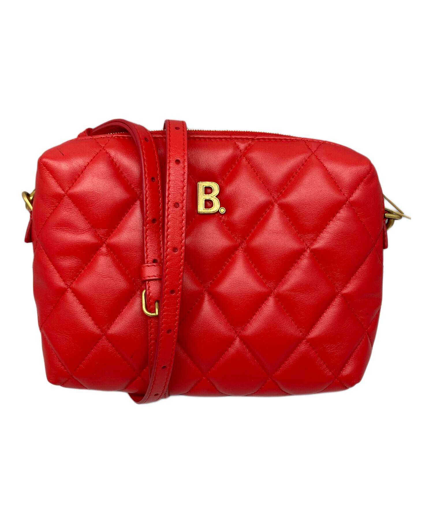 本物 バレンシアガ BALENCIAGA Bバケット キルティング 2WAY ショルダーバッグ ハンドバッグ ポシェット レザー レッド 600327 バッグ 中古 BALENCIAGA】バレンシアガ『B バケットバッグ』600327 レディース 2WAY