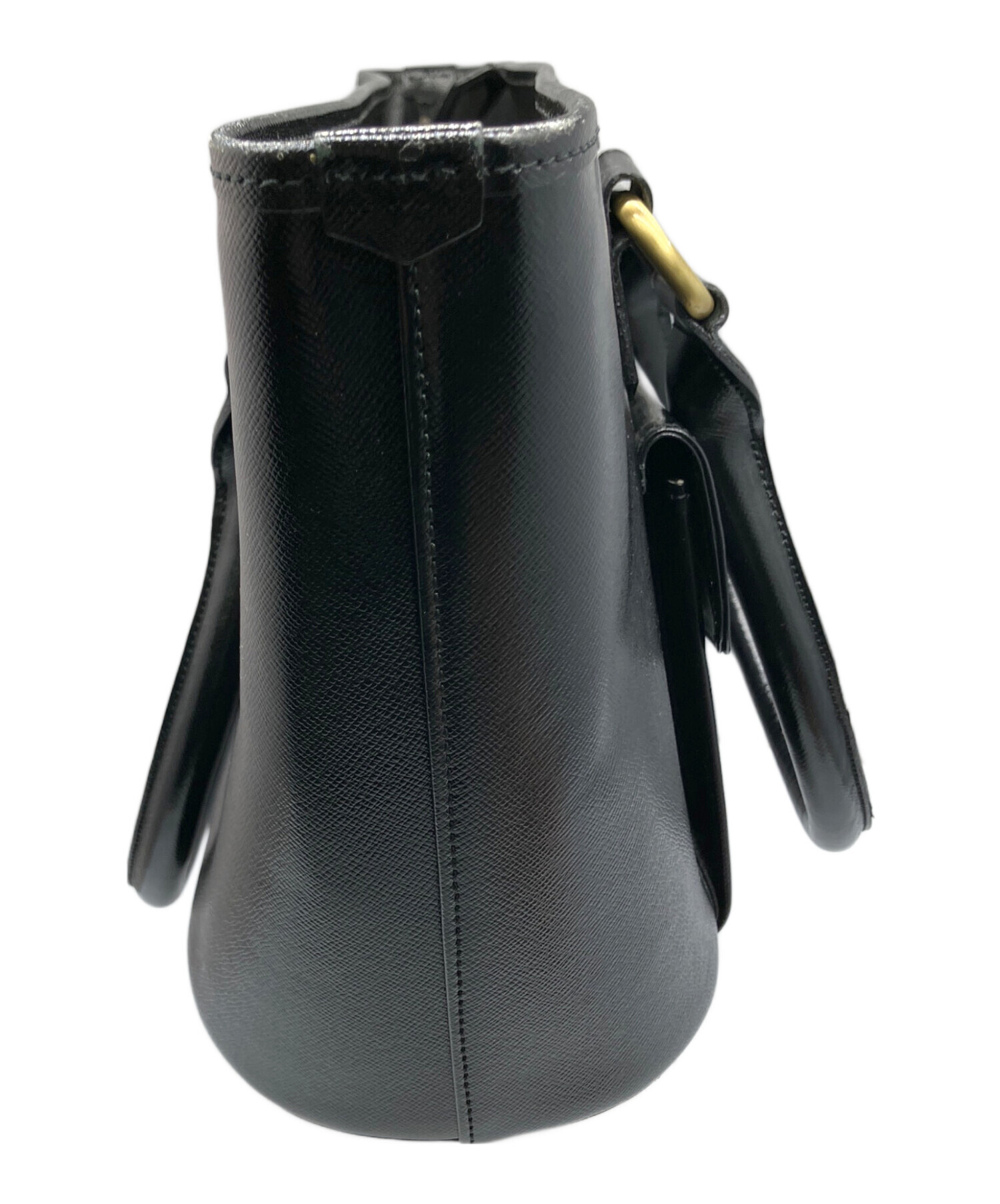 Burberry バーバリー　レザー　ハンドバッグ　黒　フォーマル　三層式 中古・古着通販】BURBERRY (バーバリー) ロゴレザーバッグ ブラック