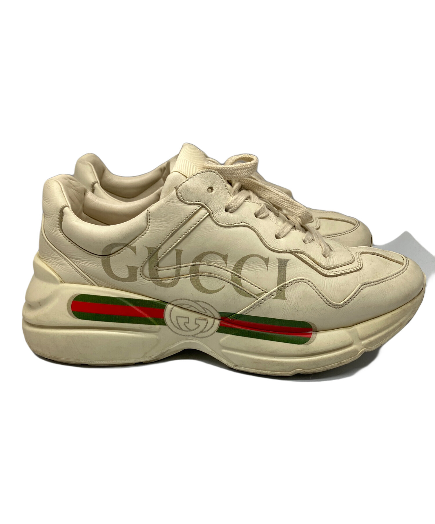 中古・古着通販】GUCCI (グッチ) グッチ ロゴ レザー スニーカー