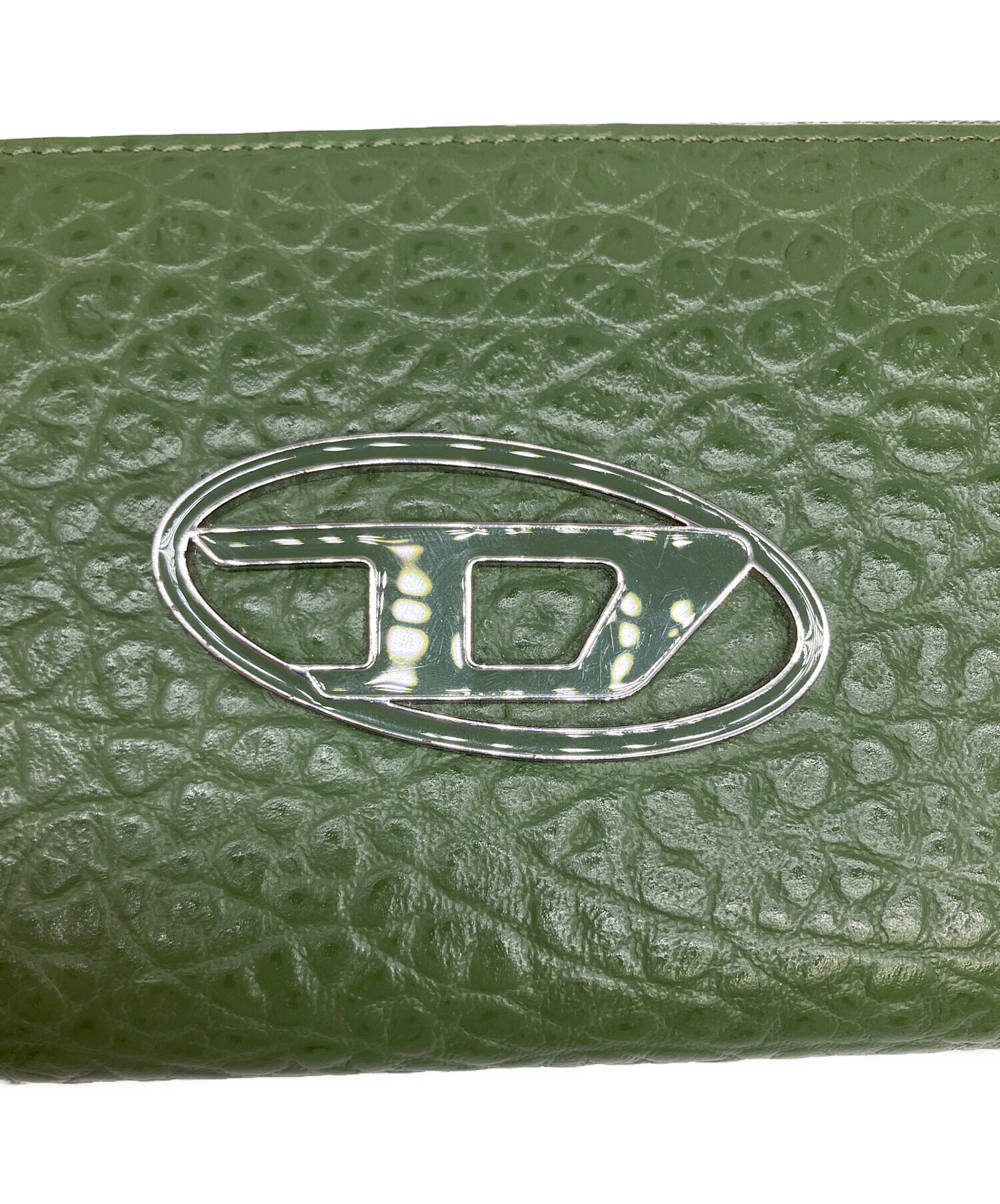 DIESEL ディーゼル 財布・ケース  緑 【古着】【中古】【送料無料】 中古・古着通販】DIESEL (ディーゼル) カウレザー ラウンドジップ