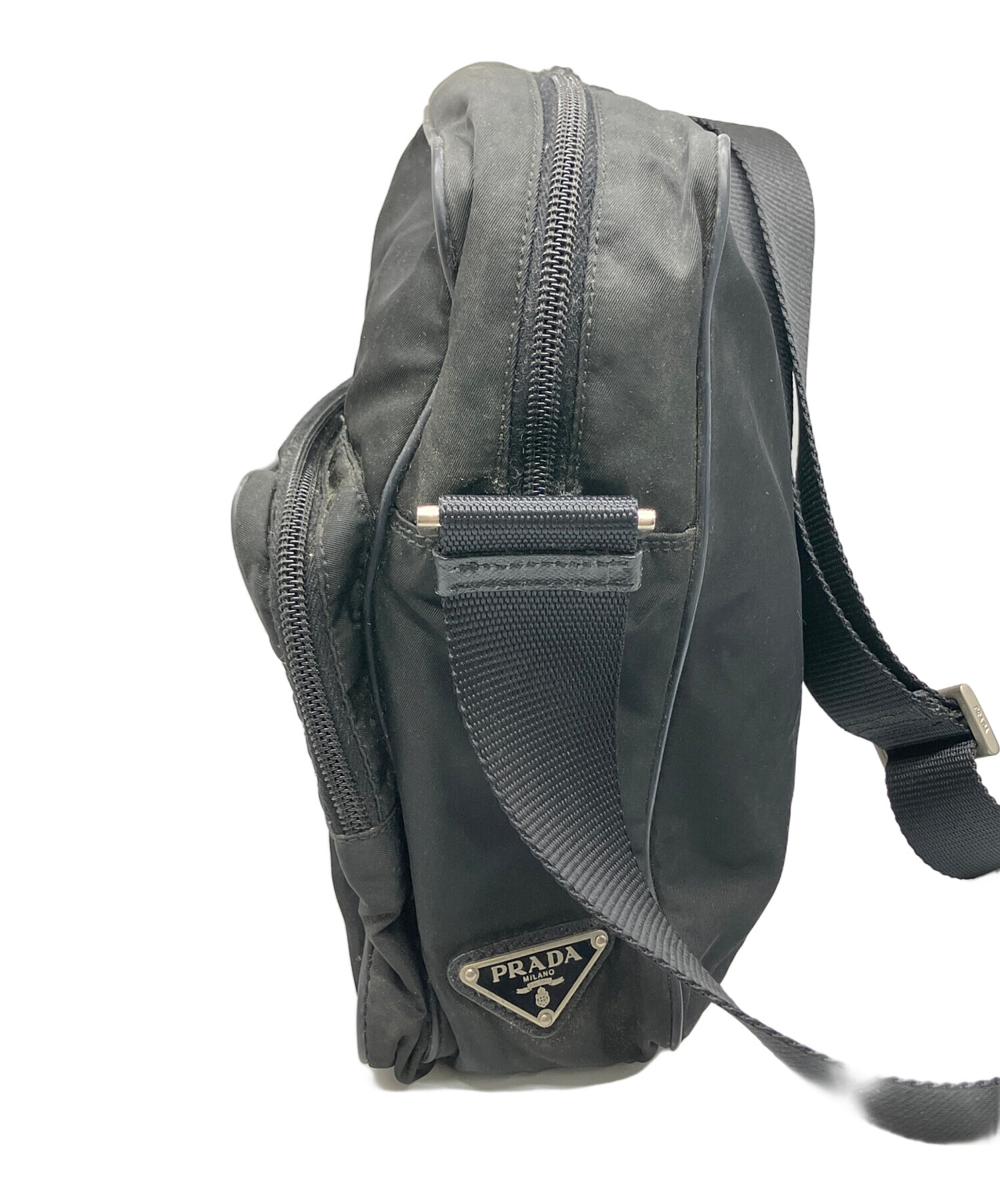 中古・古着通販】PRADA (プラダ) テスートショルダーバッグ ブラック 