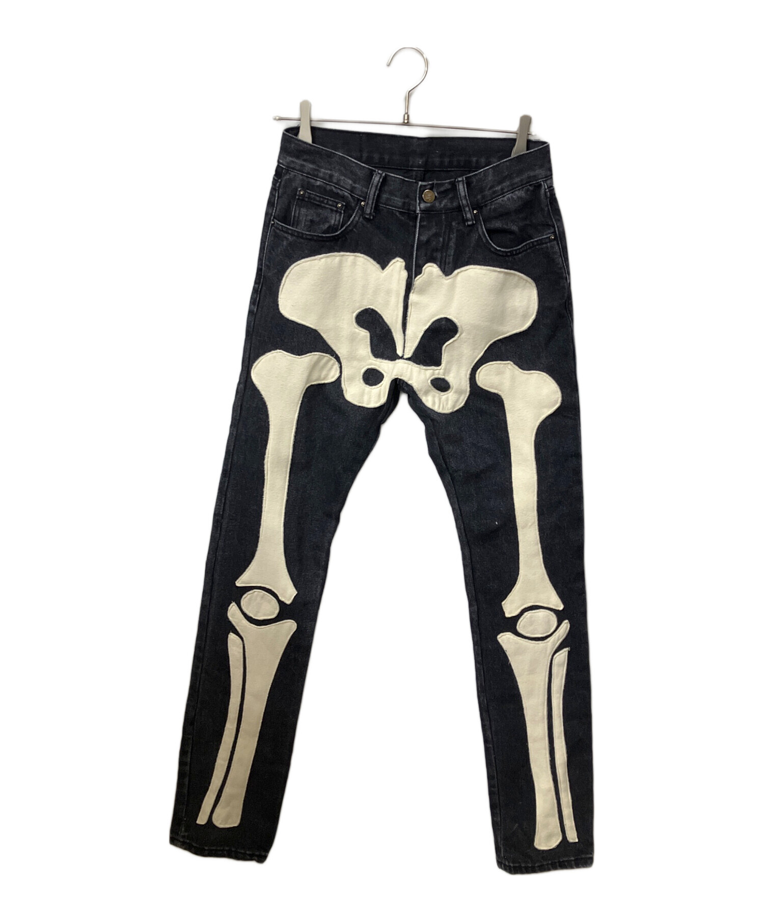 中古・古着通販】mnml (ミニマル) スカルボーンデニムパンツ ブラック