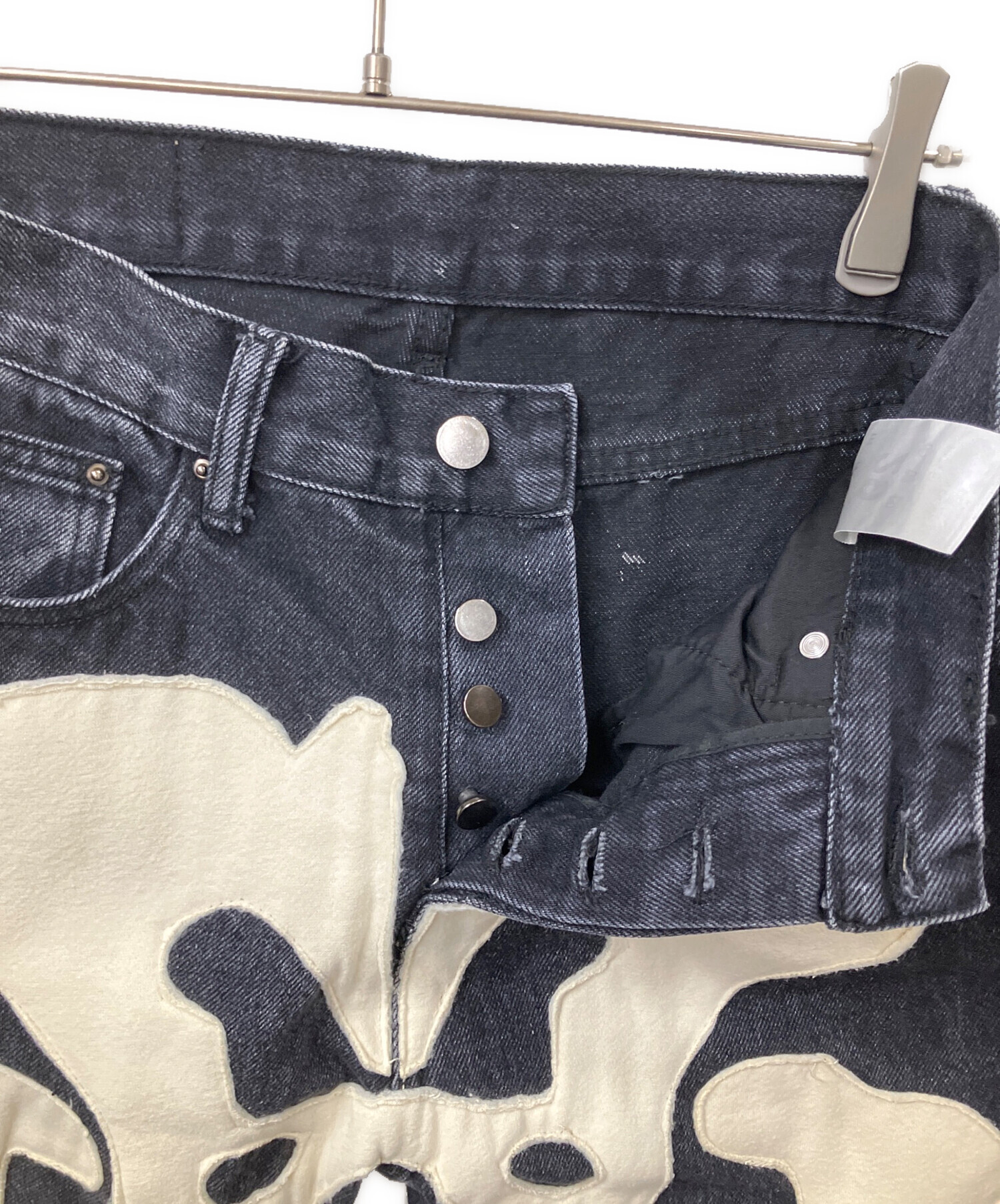 中古・古着通販】mnml (ミニマル) スカルボーンデニムパンツ ブラック