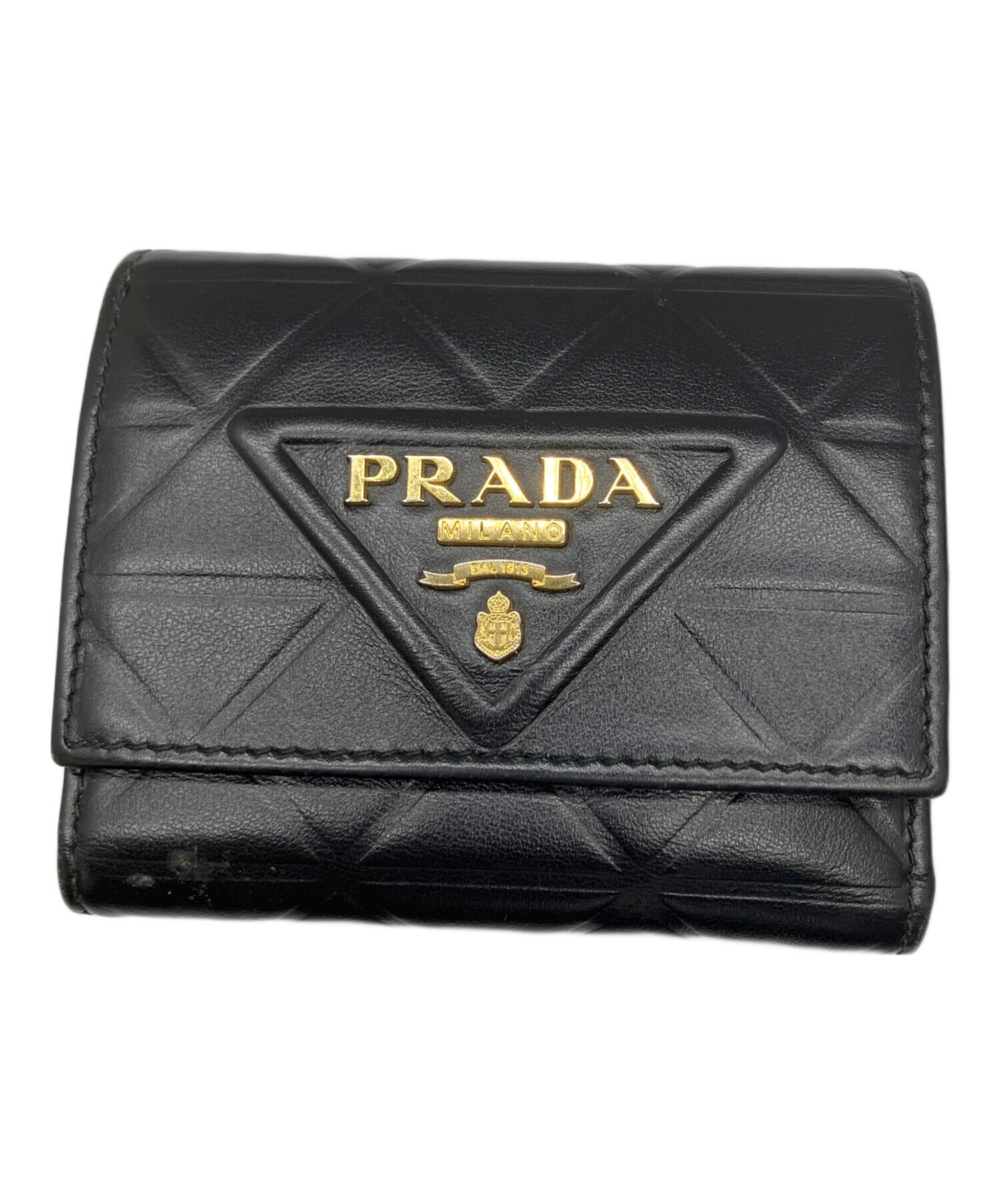 中古・古着通販】PRADA (プラダ) サフィアーノトライアングル ブラック