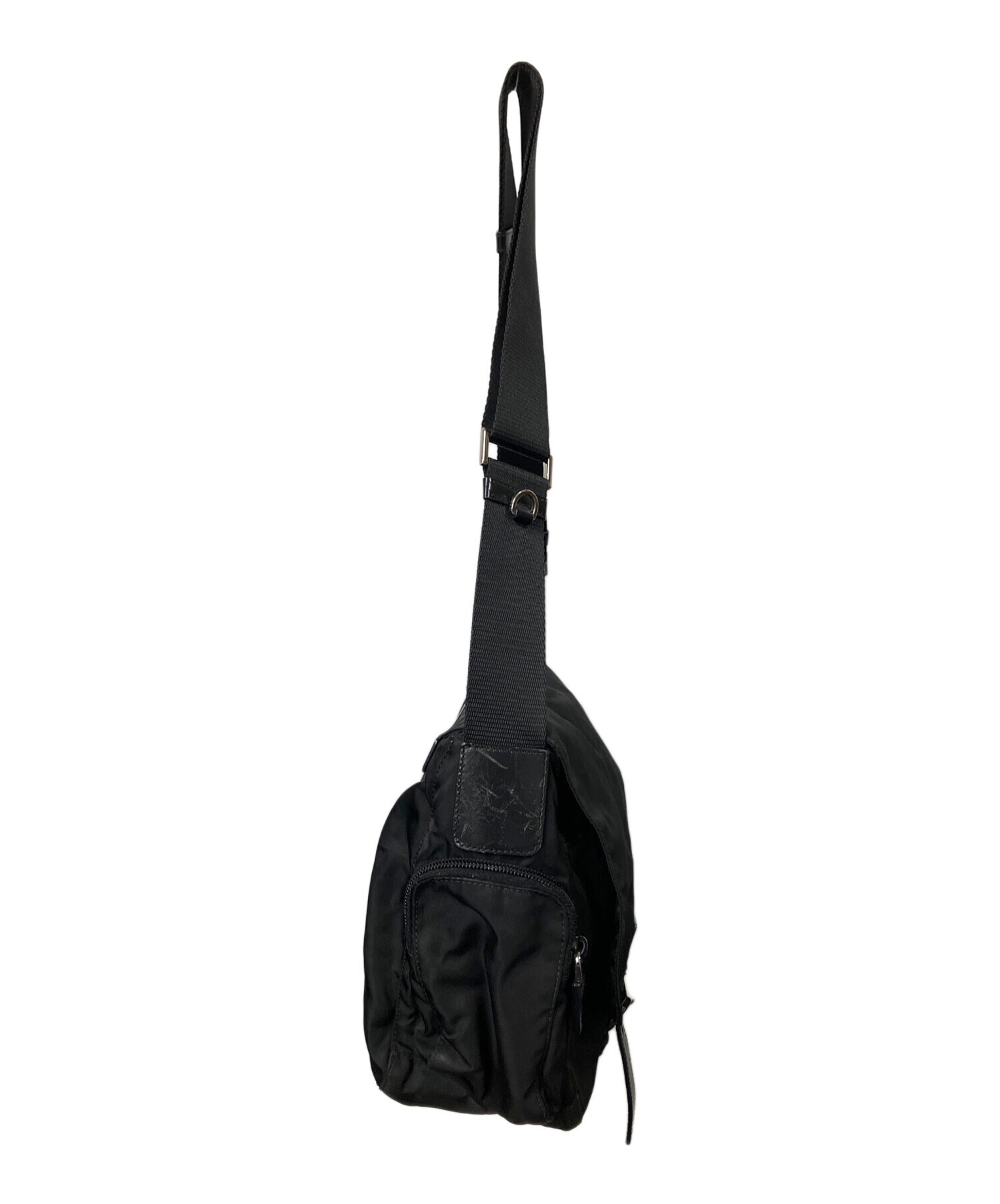 PRADA ブラック メッセンジャーバッグ 中古・古着通販】PRADA (プラダ) メッセンジャーバッグ ブラック