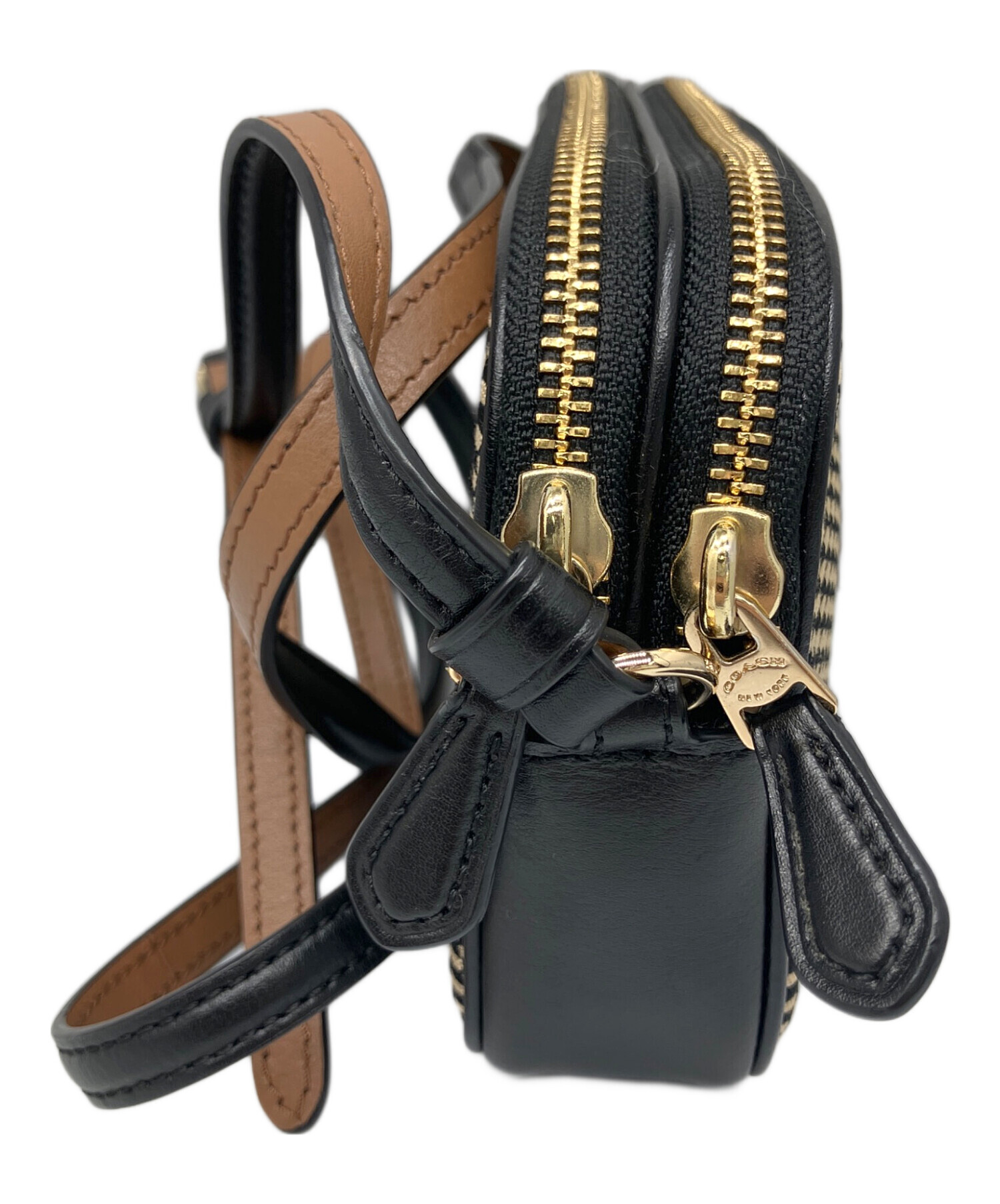 中古・古着通販】COACH (コーチ) ショルダーバッグ ブラック×ホワイト 