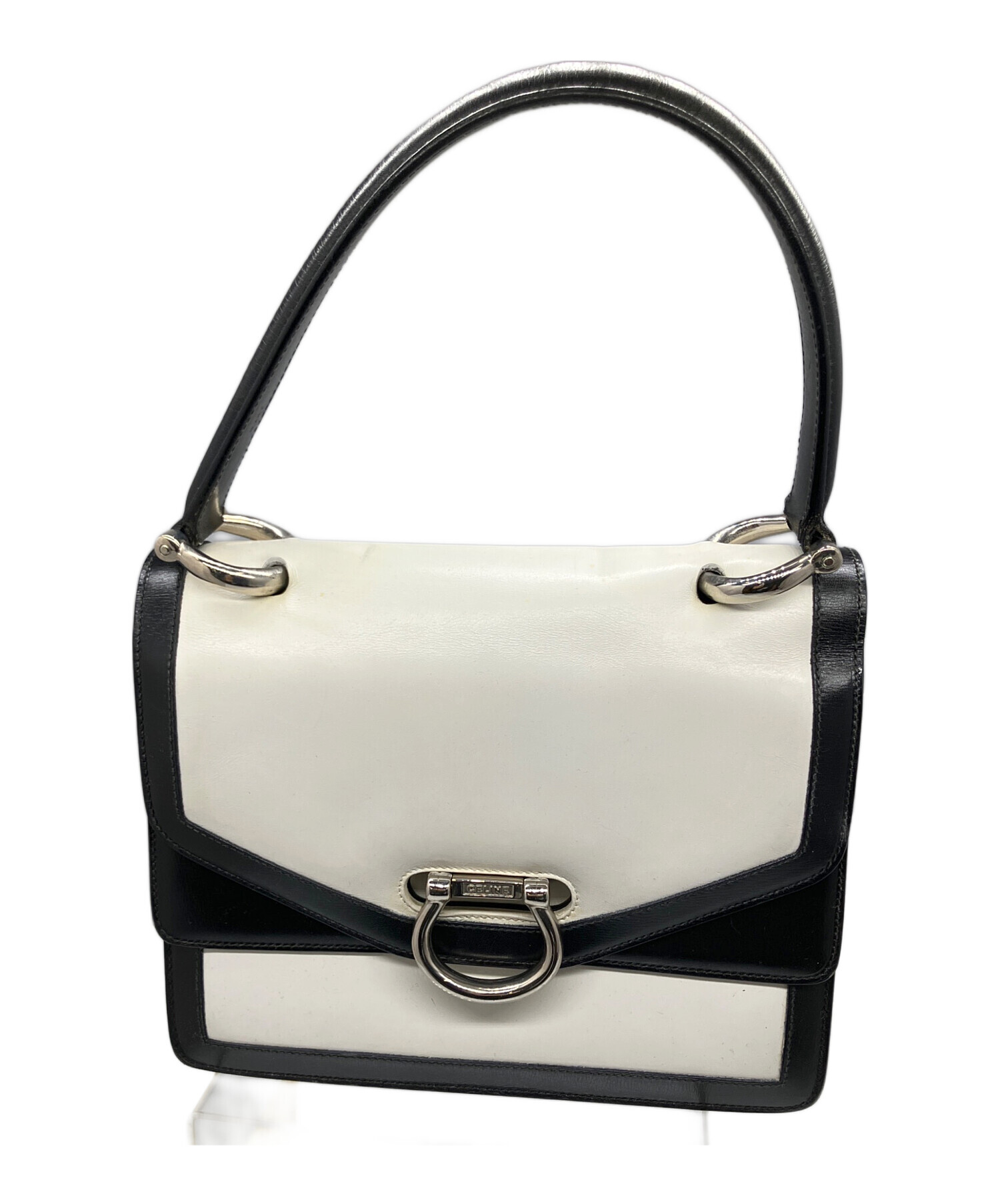 中古・古着通販】CELINE (セリーヌ) レザーハンドバッグ ブラック 