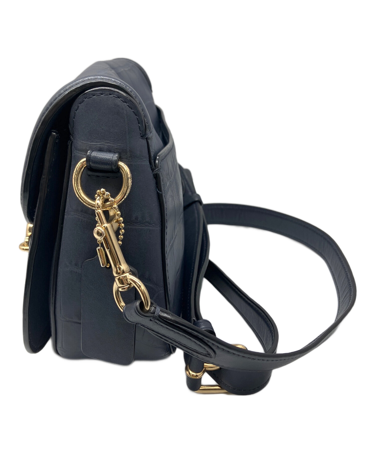 COACH コーチ/フラワーショルダー/ネイビー/F72804/A19**/SAランク/69【中古】 C (やや傷や汚れあり)】【中古】 コーチ ショルダーバッグ フラワー