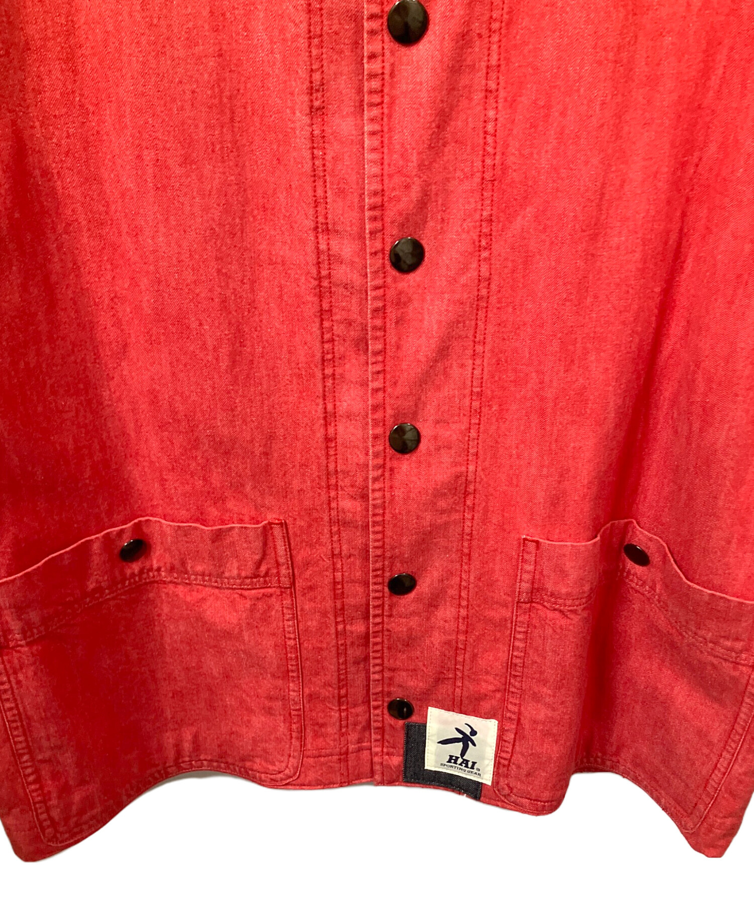 中古・古着通販】HAI (ハイ) デニムカバーオール レッド サイズ:M 