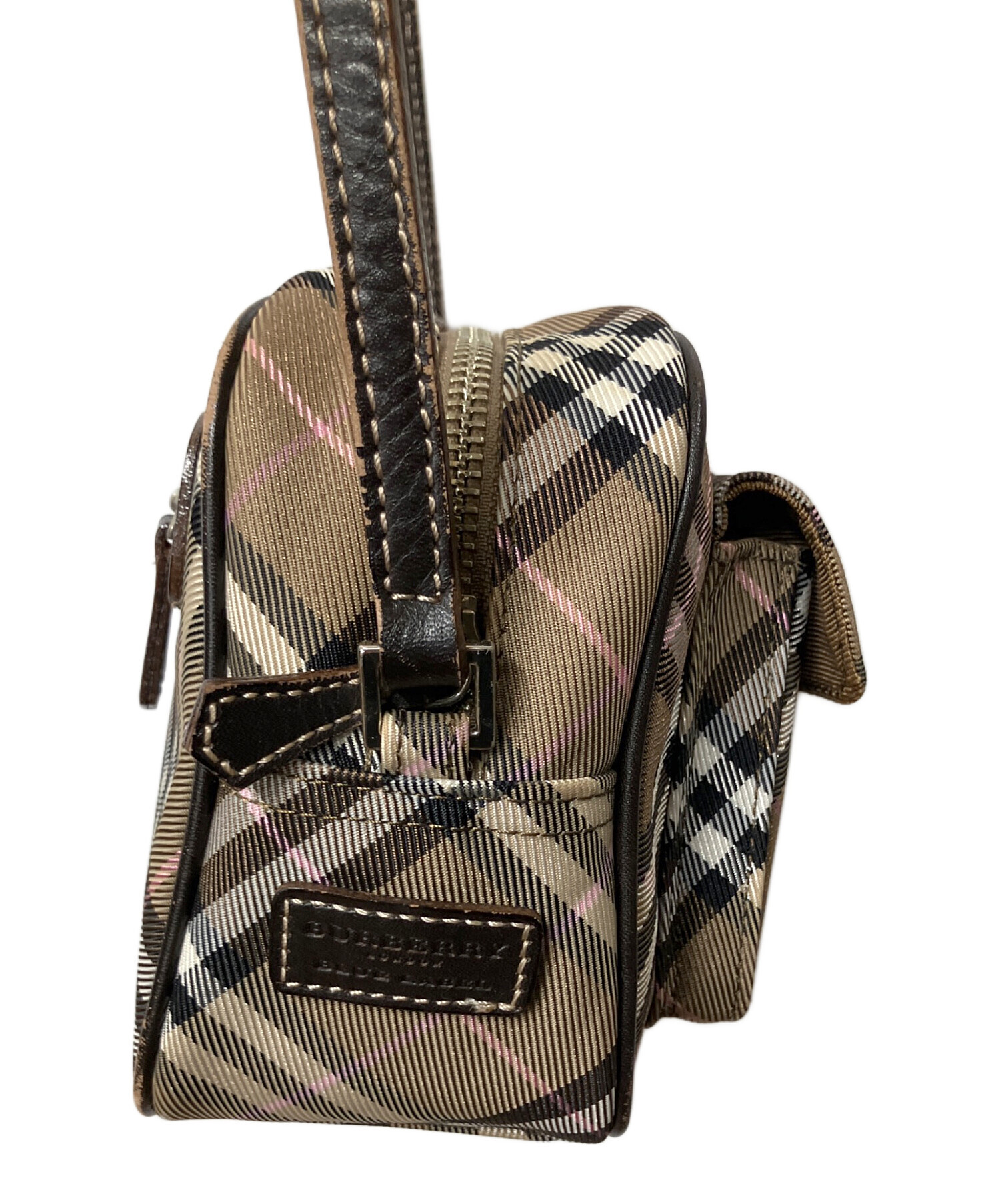 BURBERRY BLUE LABEL ショルダーバッグ　A4 ブラウン　シボ革 中古・古着通販】BURBERRY BLUE LABEL (バーバリー ブルー レーベル