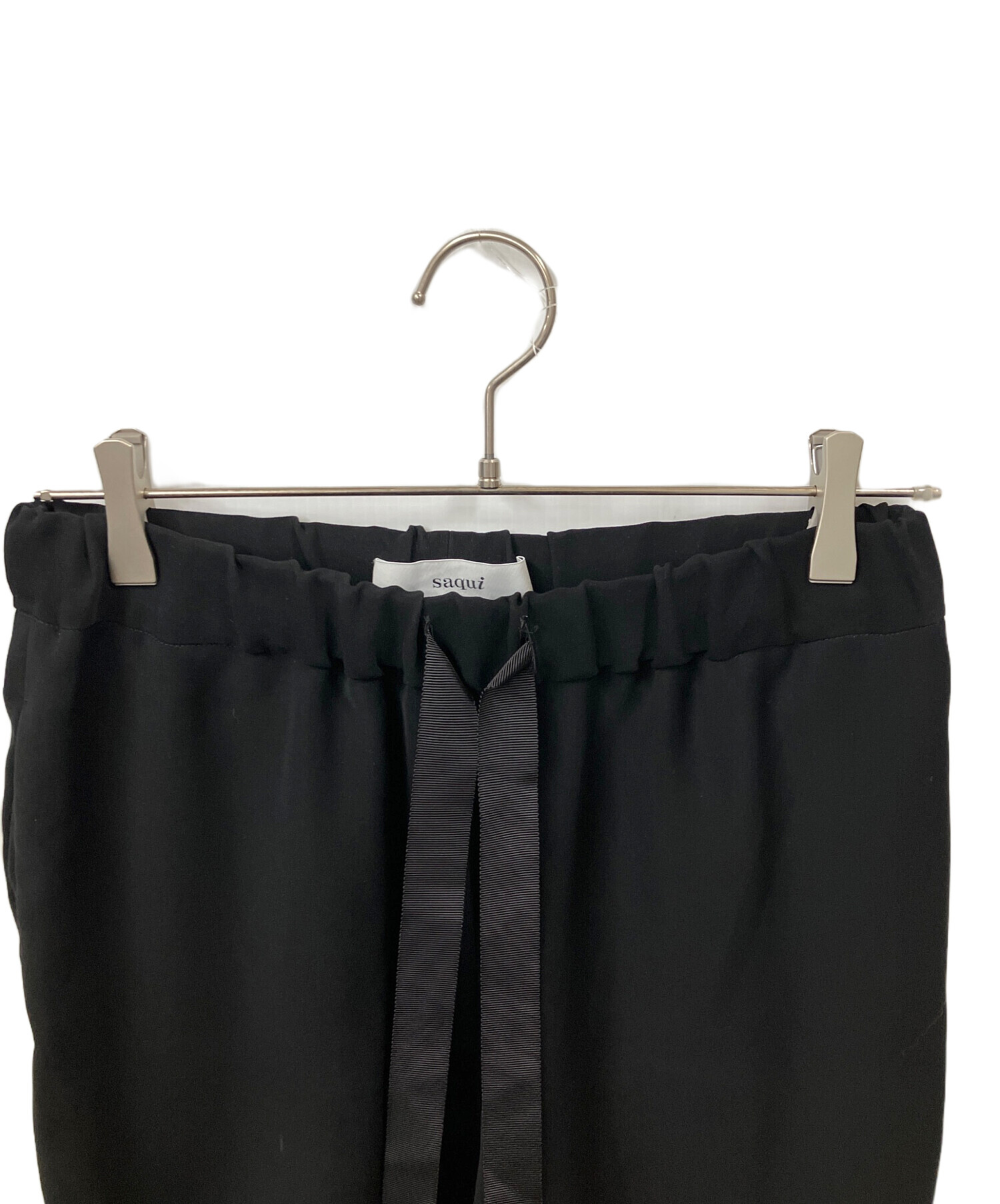 中古・古着通販】saqui (サキ) TAPERED RIBBON PANTS ブラック サイズ
