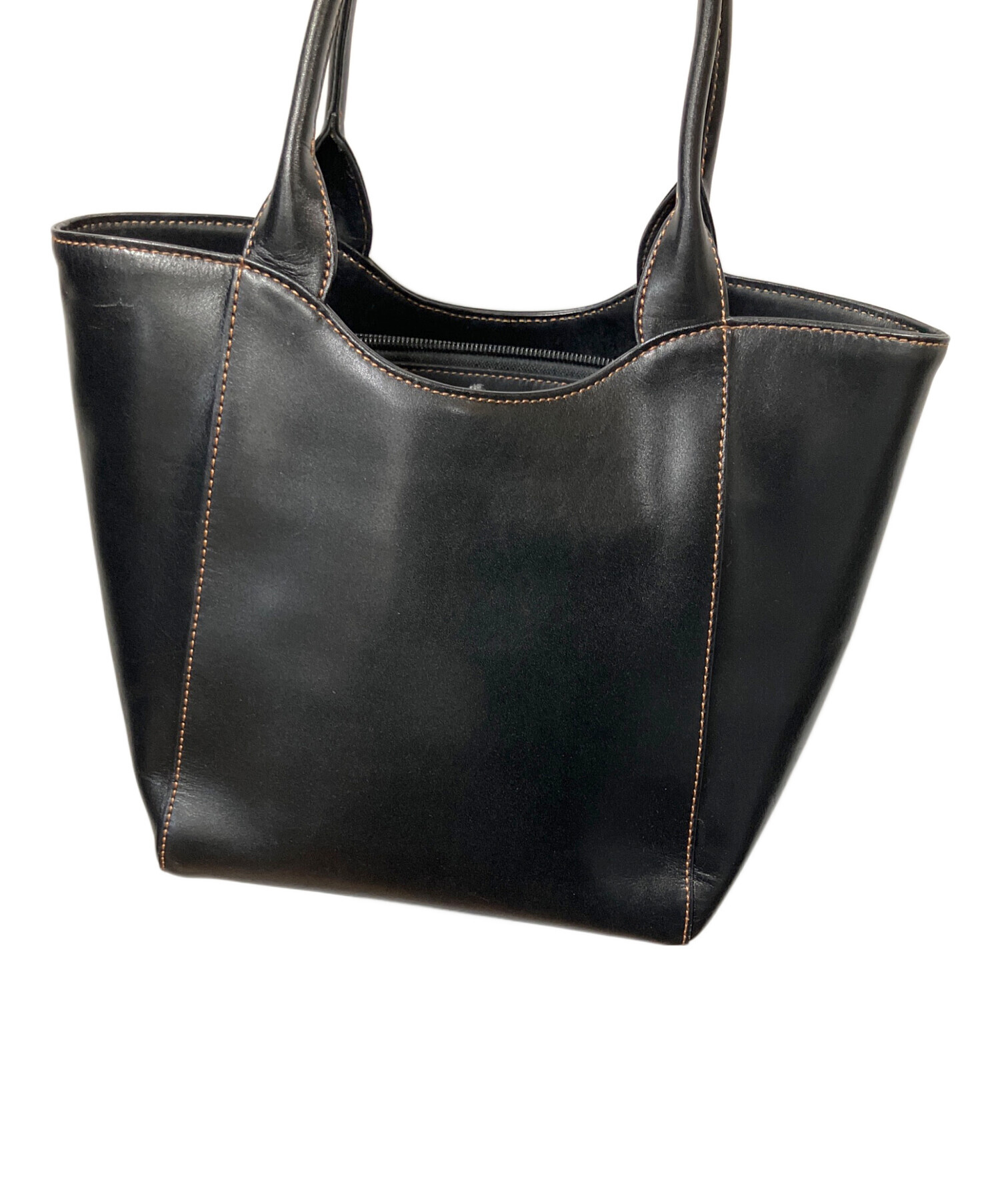 Kitamura キタムラ ハンドバッグ 新品 レザー ブラック 中古・古着通販】KITAMURA (キタムラ) レザーハンドバッグ ブラック