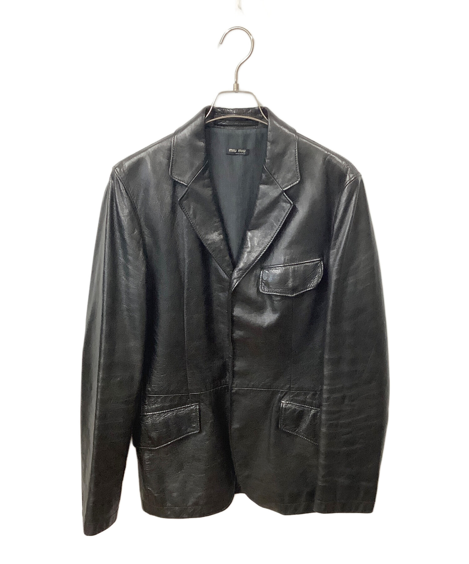 中古・古着通販】MIU MIU (ミュウミュウ) レザージャケット ブラック