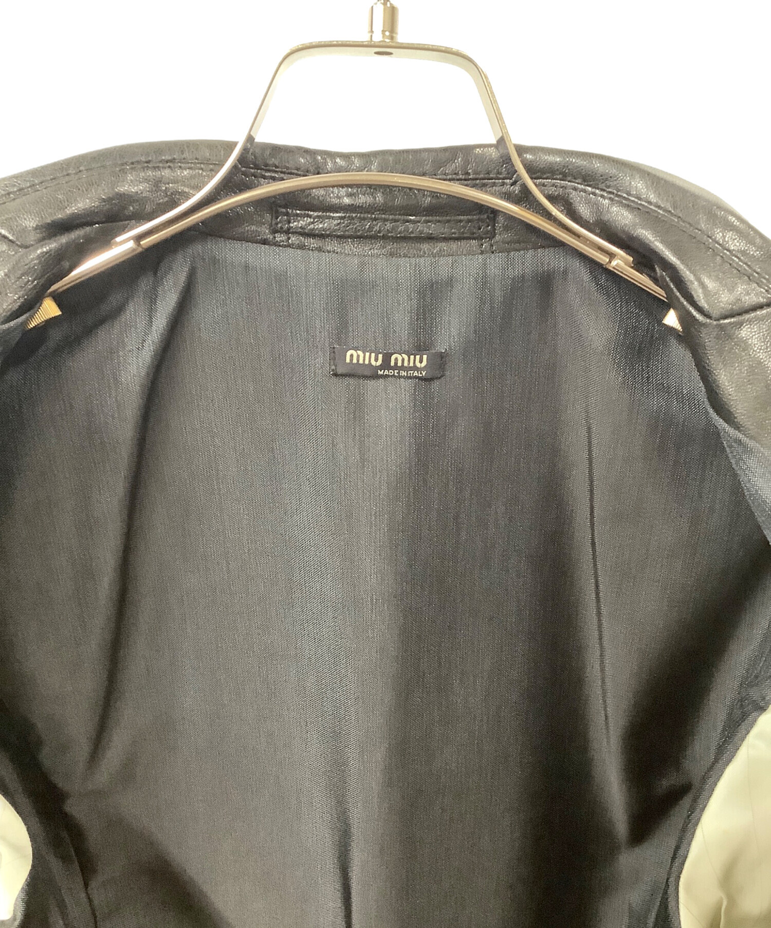 中古・古着通販】MIU MIU (ミュウミュウ) レザージャケット ブラック