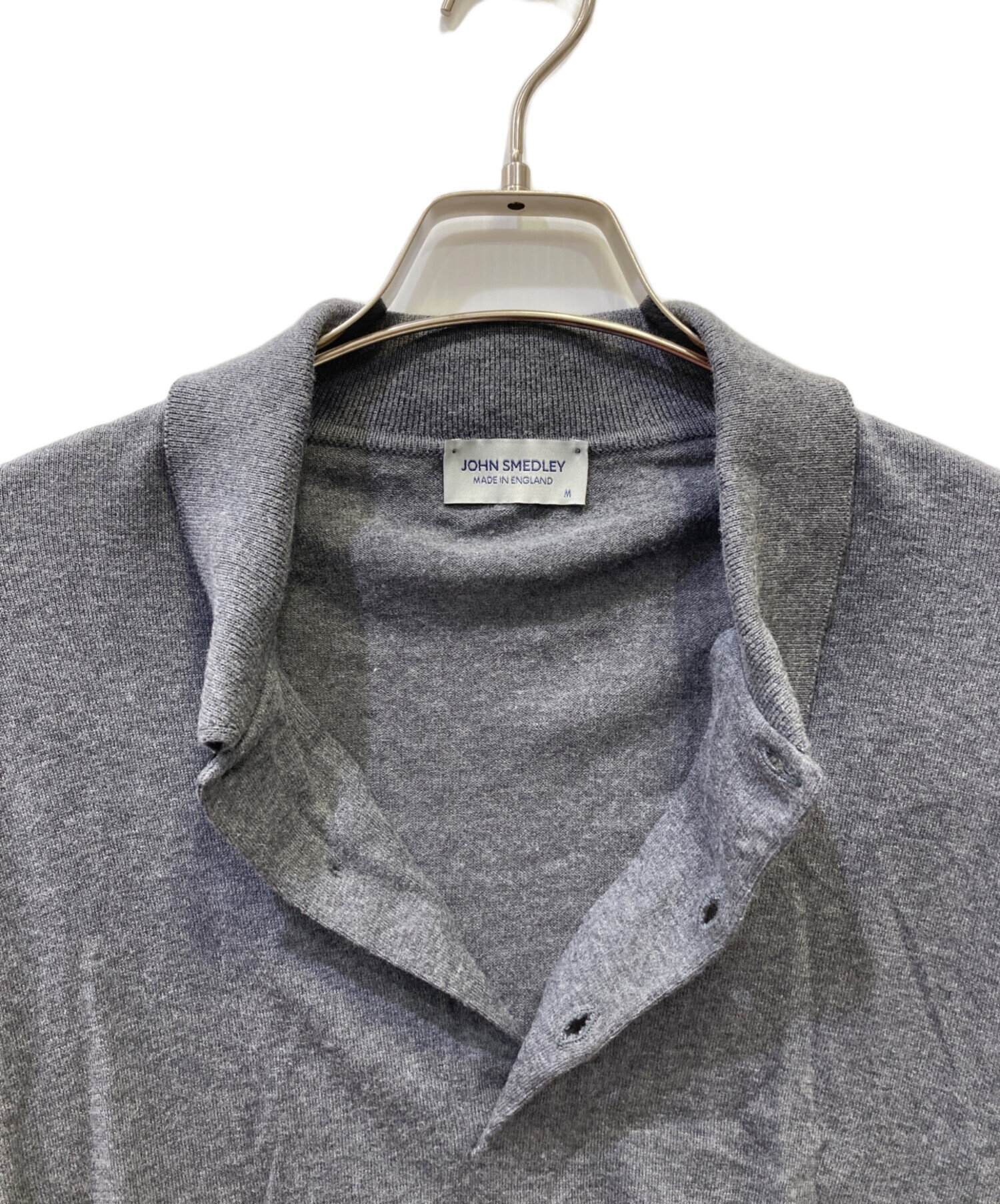 JOHN SMEDLEY グレー 半袖ポロシャツ　古着　緑タグ クリックポスト198円も可】USED JOHN SMEDLEY ジョンスメドレー シー