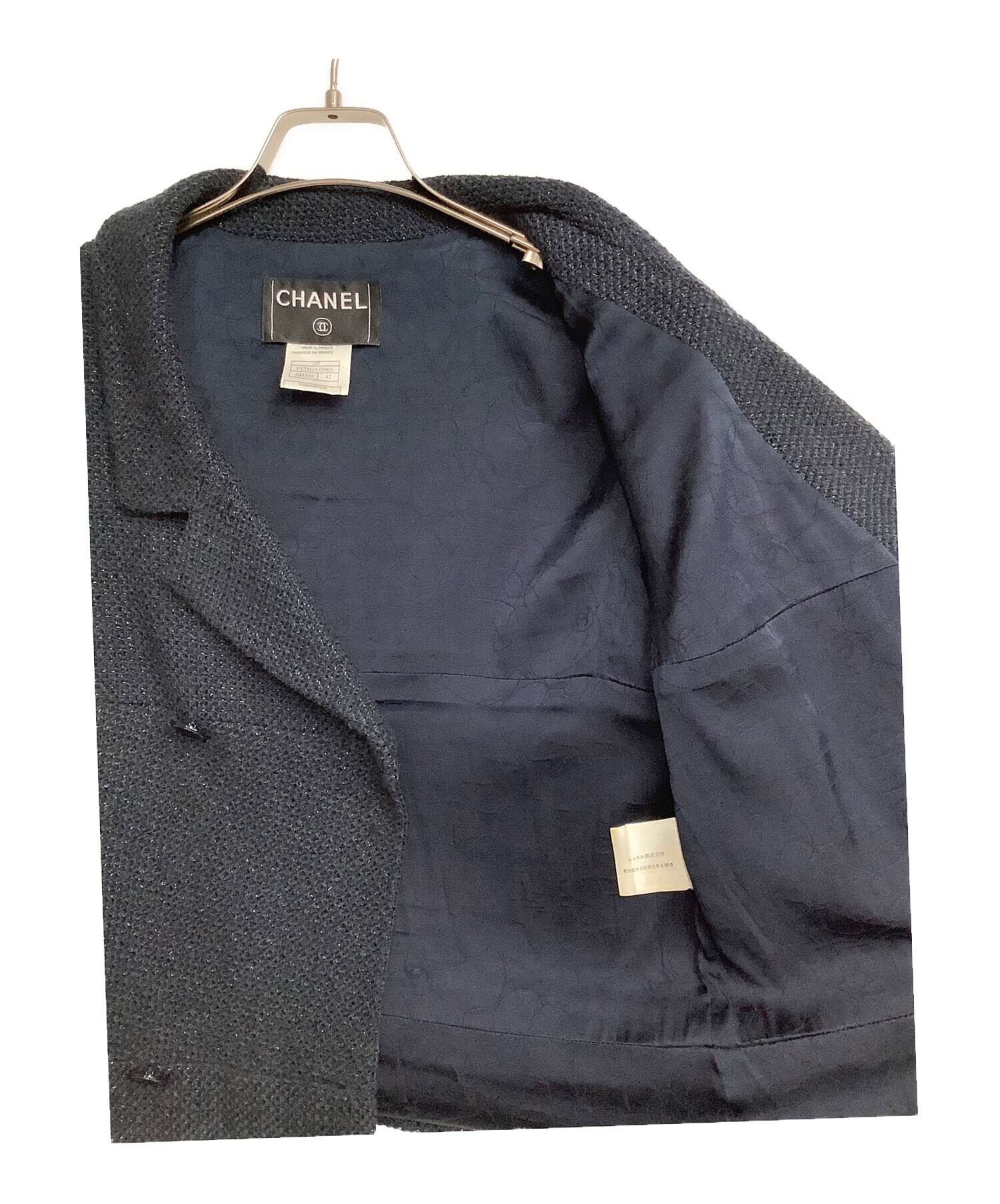 中古・古着通販】CHANEL (シャネル) ツイードセットアップ ネイビー 
