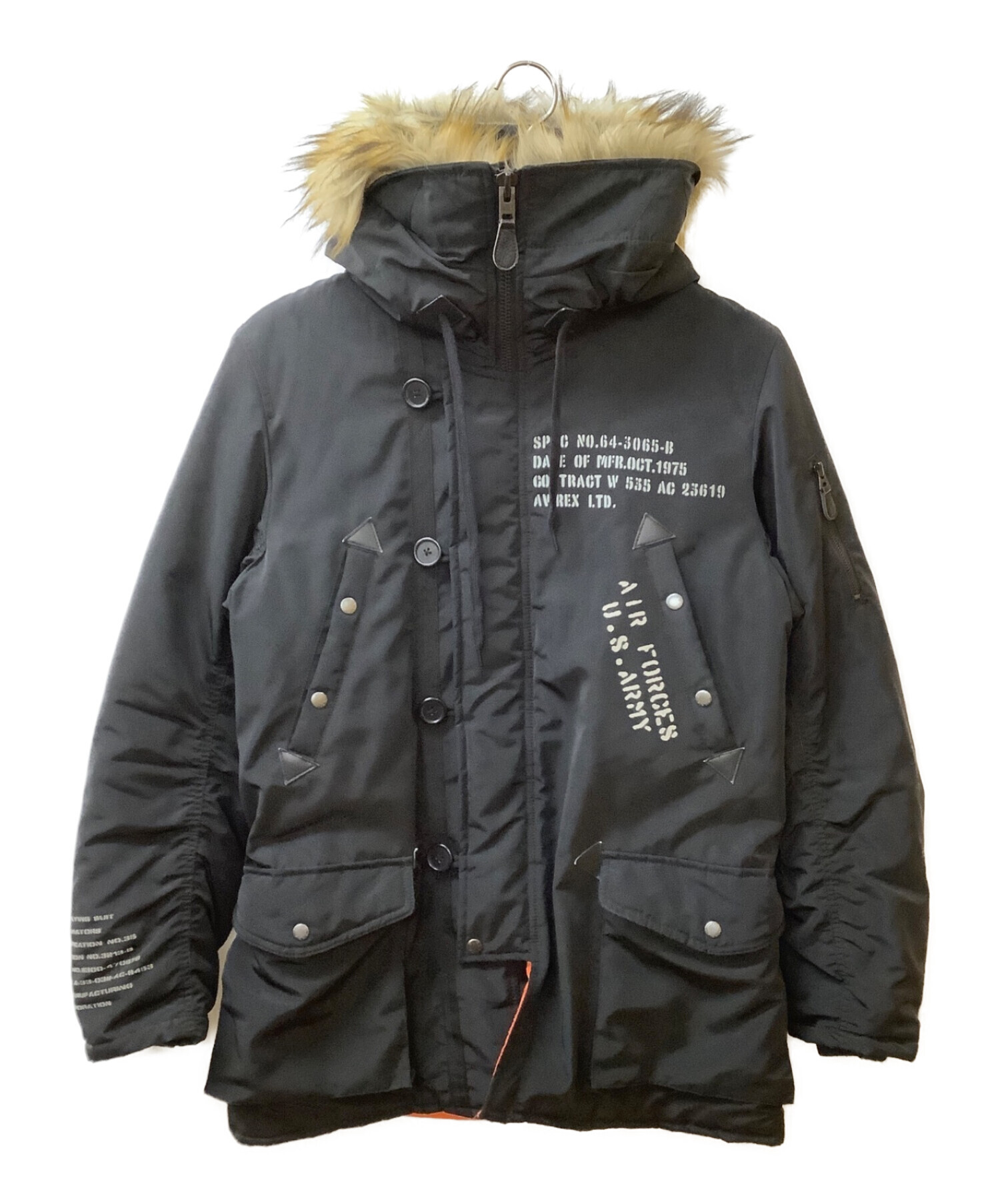 美品】AVIREX PX MA-1 ブラック オレンジ L フライトジャケット 美品