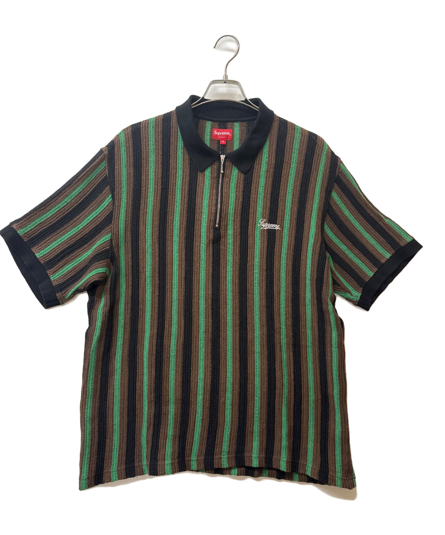 中古・古着通販】Supreme (シュプリーム) Open Knit Stripe Zip Polo 