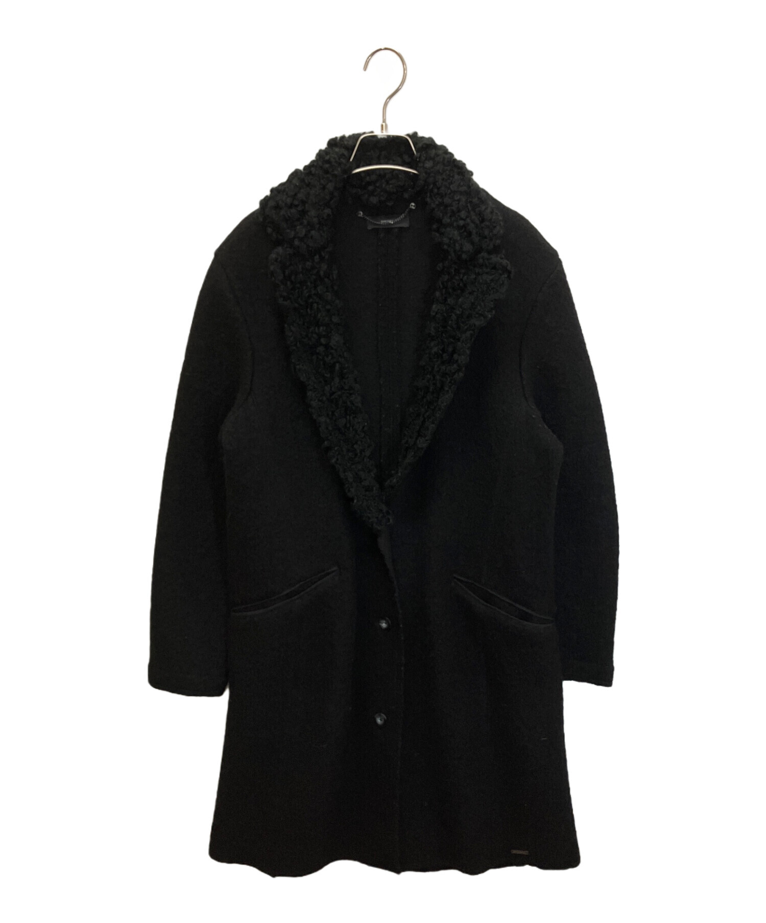中古・古着通販】DIESEL (ディーゼル) 襟ボアウールコート ブラック