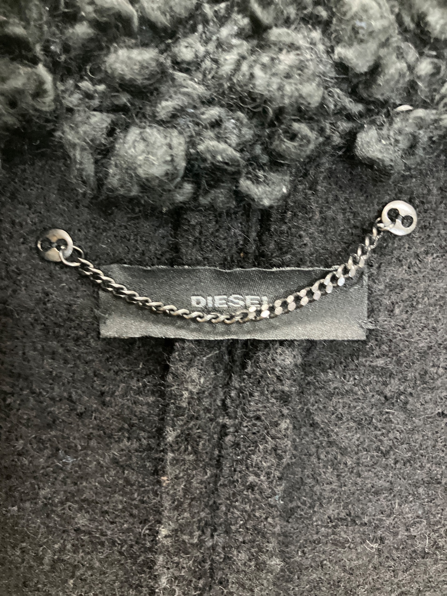 中古・古着通販】DIESEL (ディーゼル) 襟ボアウールコート ブラック