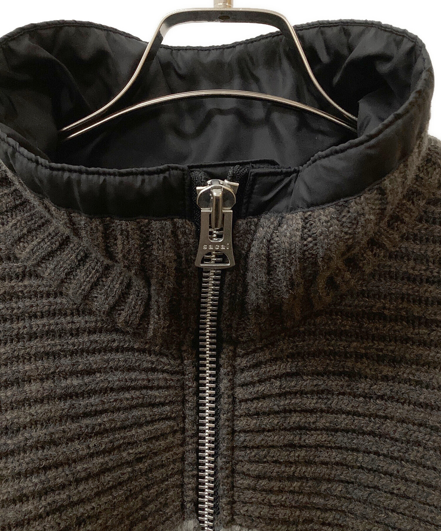 中古・古着通販】sacai (サカイ) ニットブルゾン ブラウン