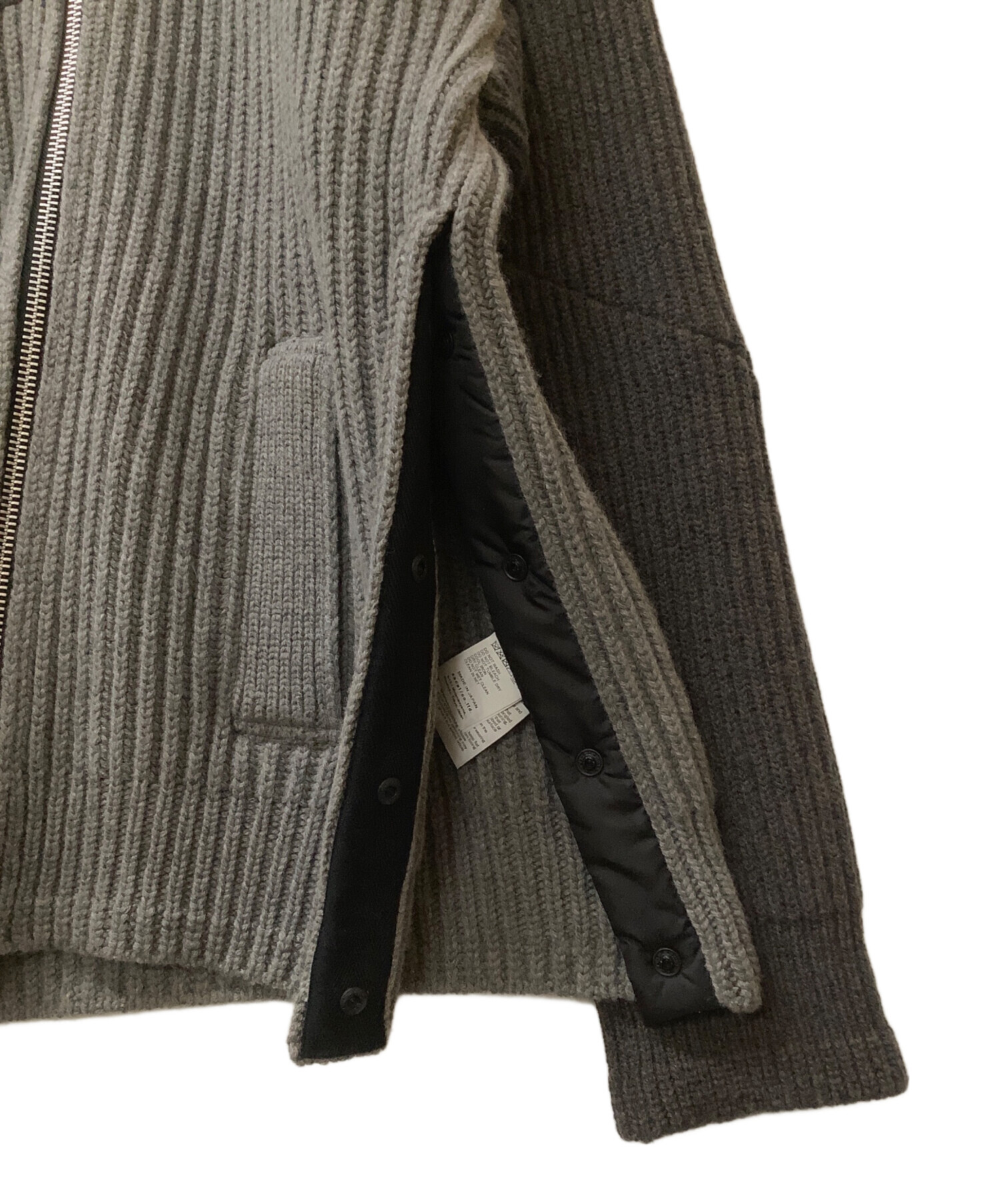 中古・古着通販】sacai (サカイ) ニットブルゾン ブラウン×ブラック