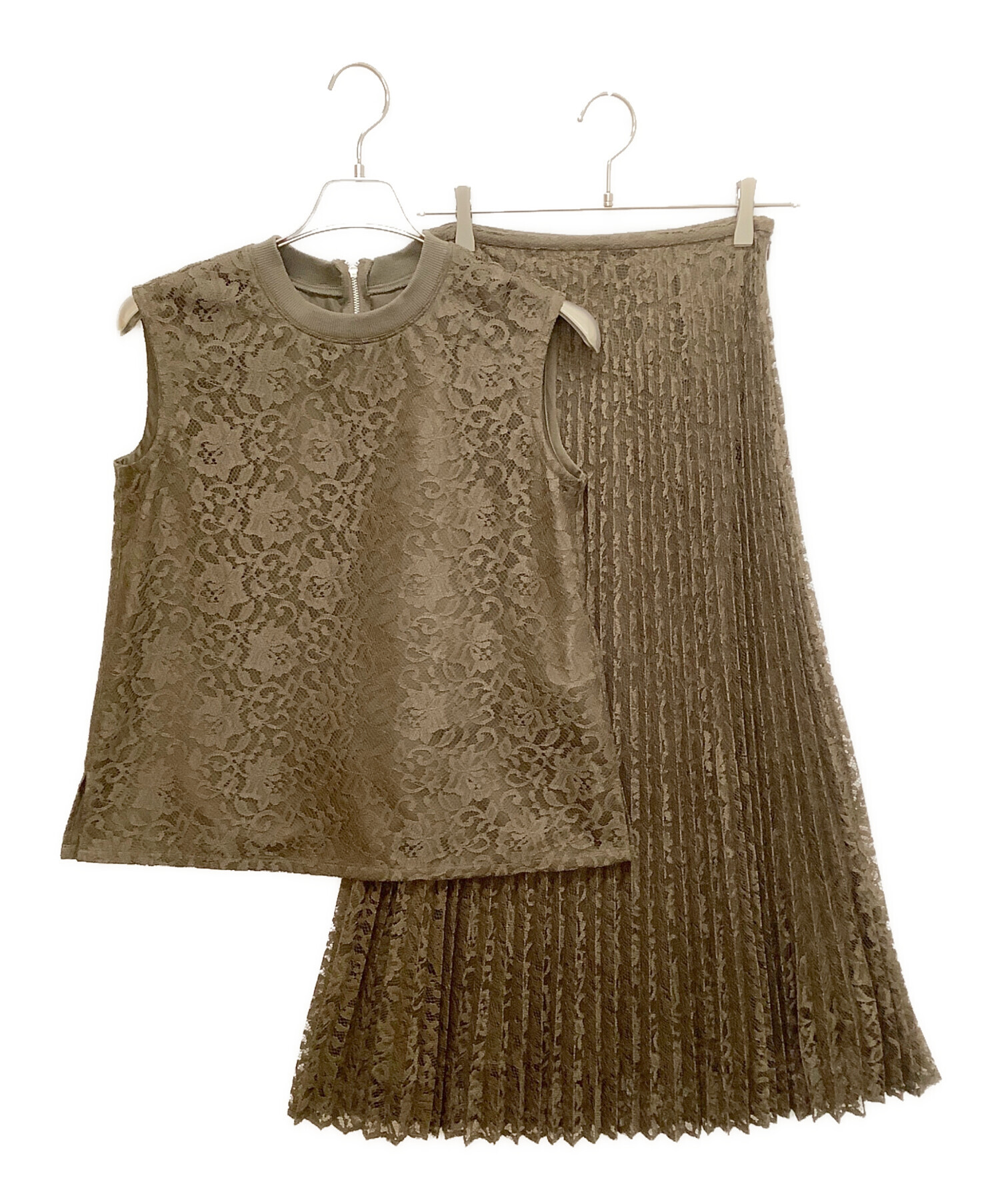 美品 Mila Owen ミラオーウェン 09WNT252009 セットアップ 1 セルロース他 ノースリーブ ロング丈 レディース AY7100A4 Mila Owen（ミラオーウェン） セットアップ 0 グレー レディース