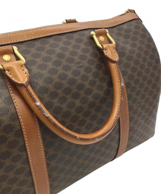 CELINE ボストンバッグ ブラウン CELINE セリーヌ マカダム柄 ボストンバッグ PVC レザー ブラウン M14