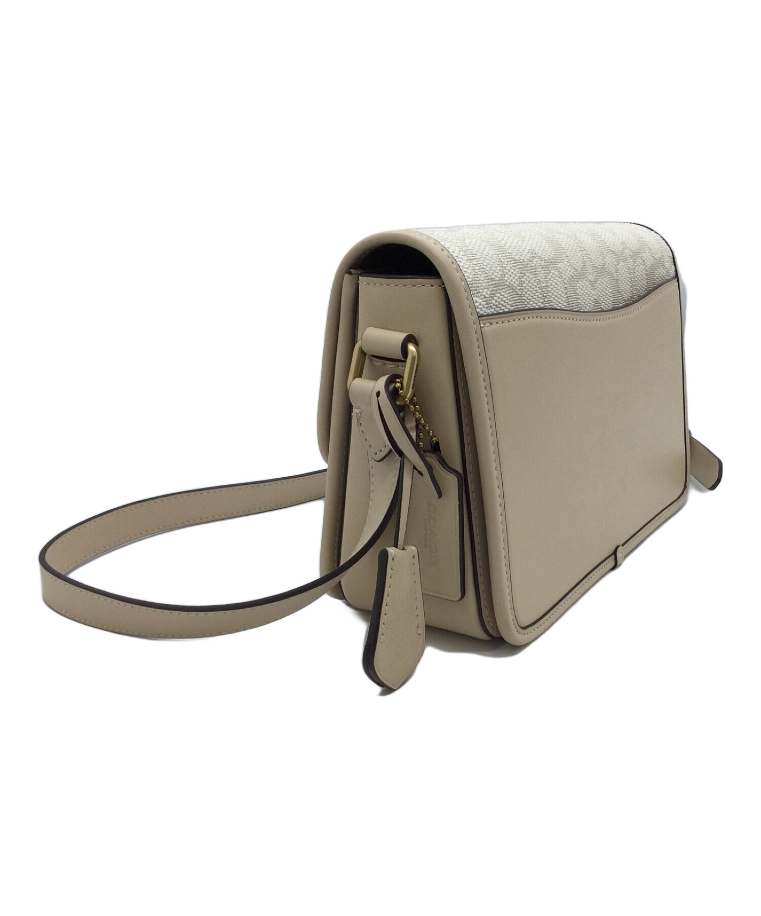 中古・古着通販】COACH (コーチ) ショルダーバッグ ホワイト×ベージュ 