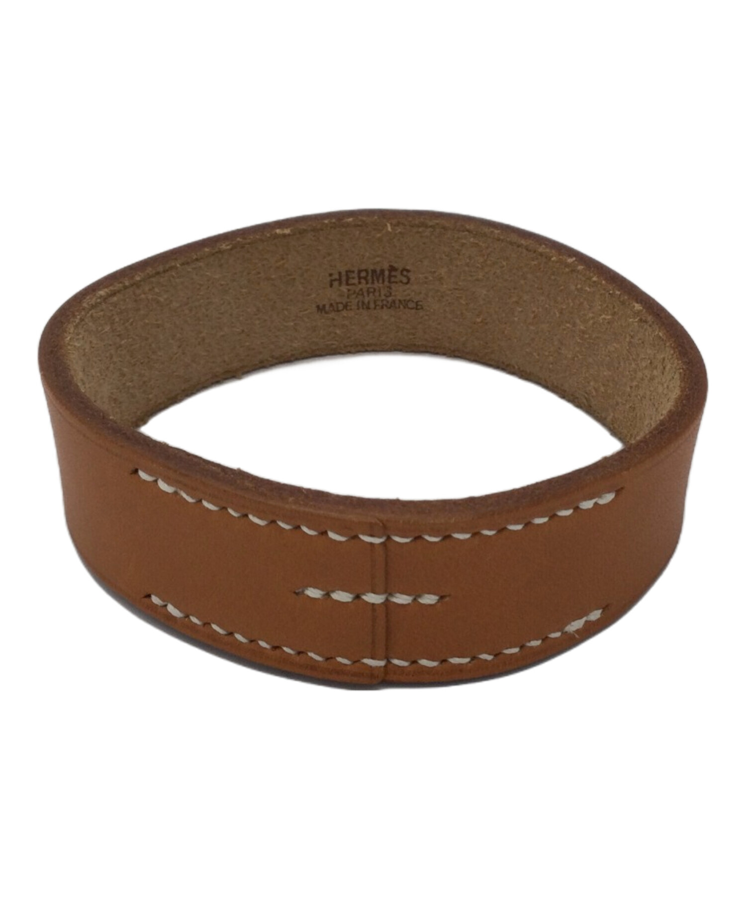 HERMES ブラウンレザー ブレスレット 中古・古着通販】HERMES (エルメス) レザーブレスレット ブラウン