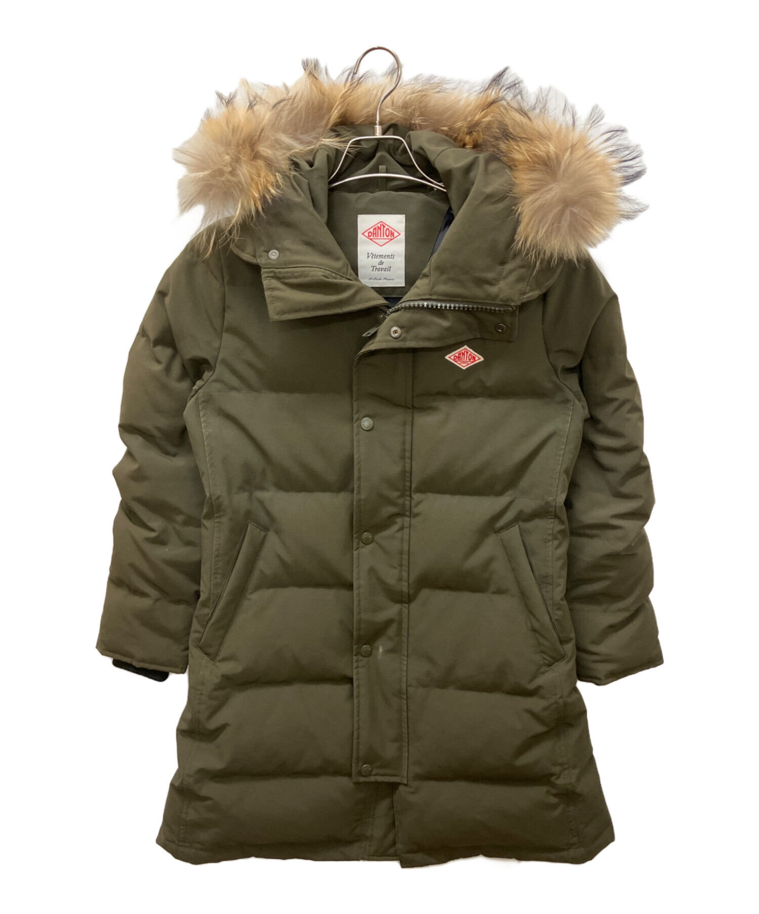 DANTONダントン ダウンジャケット ファー36 ロングダウン　カーキ 中古・古着通販】DANTON (ダントン) 19A-FA-002 ダウンジャケット