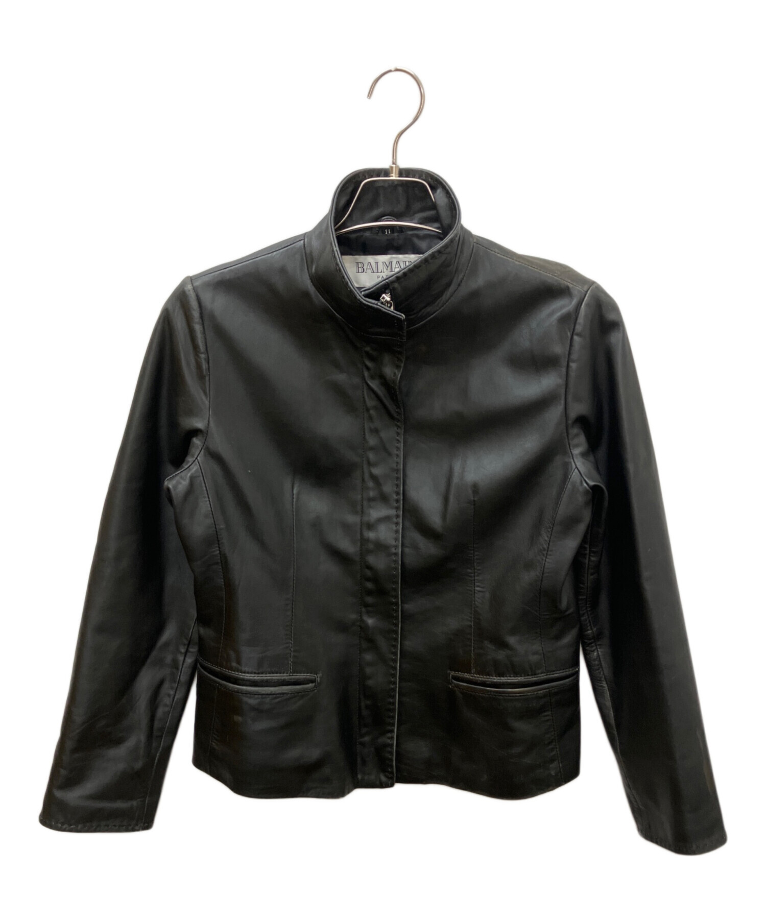 BALMAIN レザー ジャケット サイズ11 グレー 中古・古着通販】BALMAIN (バルマン) レザージャケット ブラック
