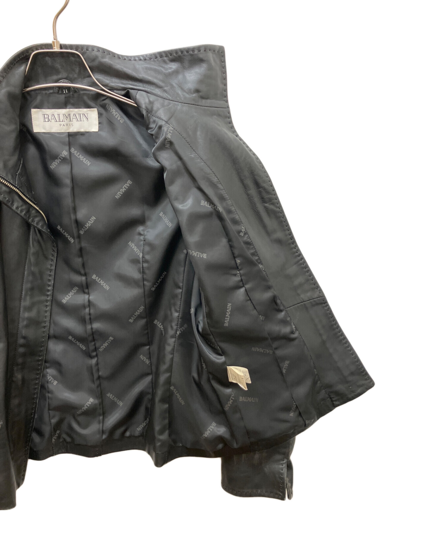 BALMAIN レザー ジャケット サイズ11 グレー 中古・古着通販】BALMAIN (バルマン) レザージャケット ブラック