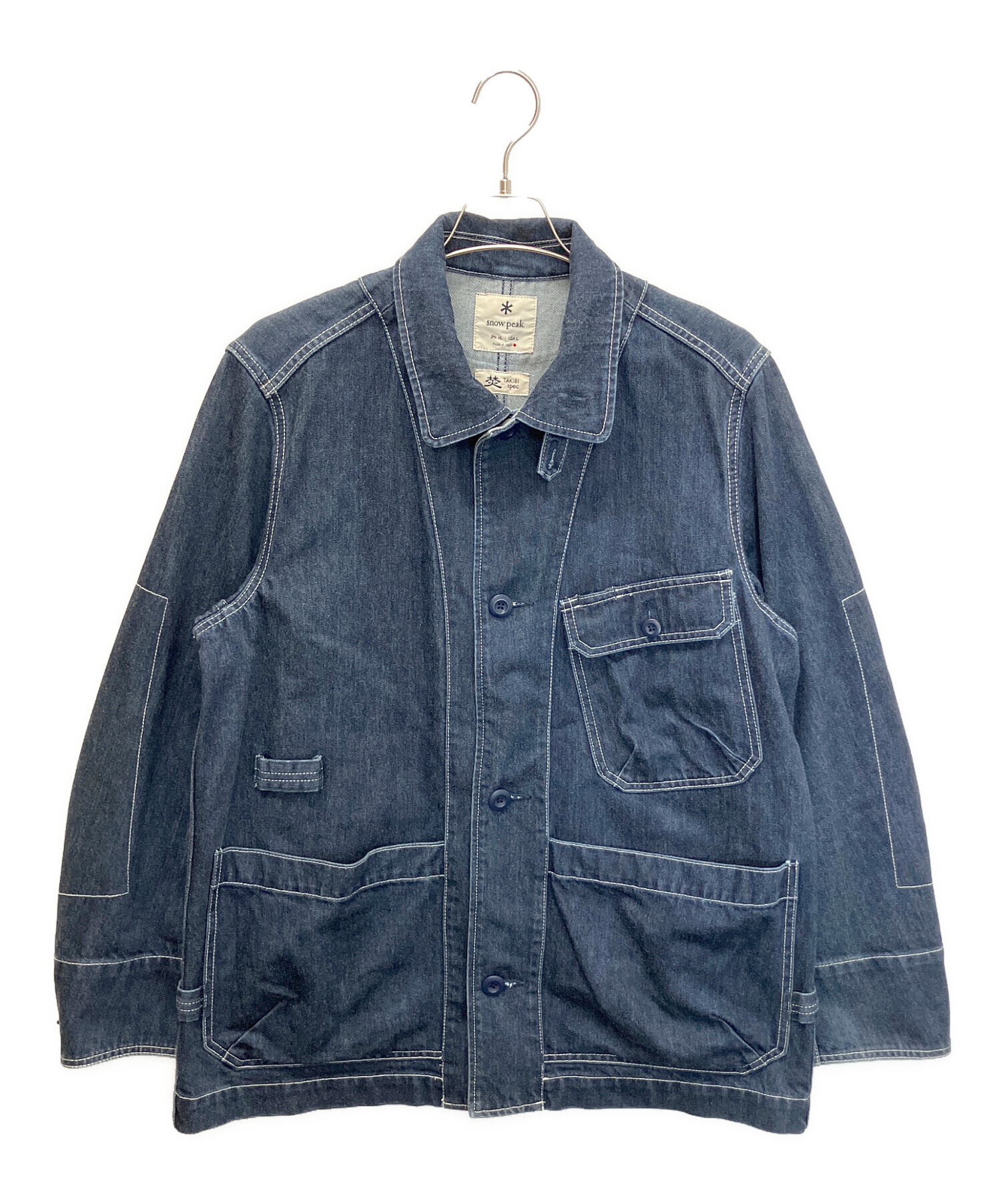  peak スノーピーク 焚火ジャケット カバーオール　サイズL 中古・古着通販】Snow peak (スノーピーク) JK-19SU103 インディゴ焚火