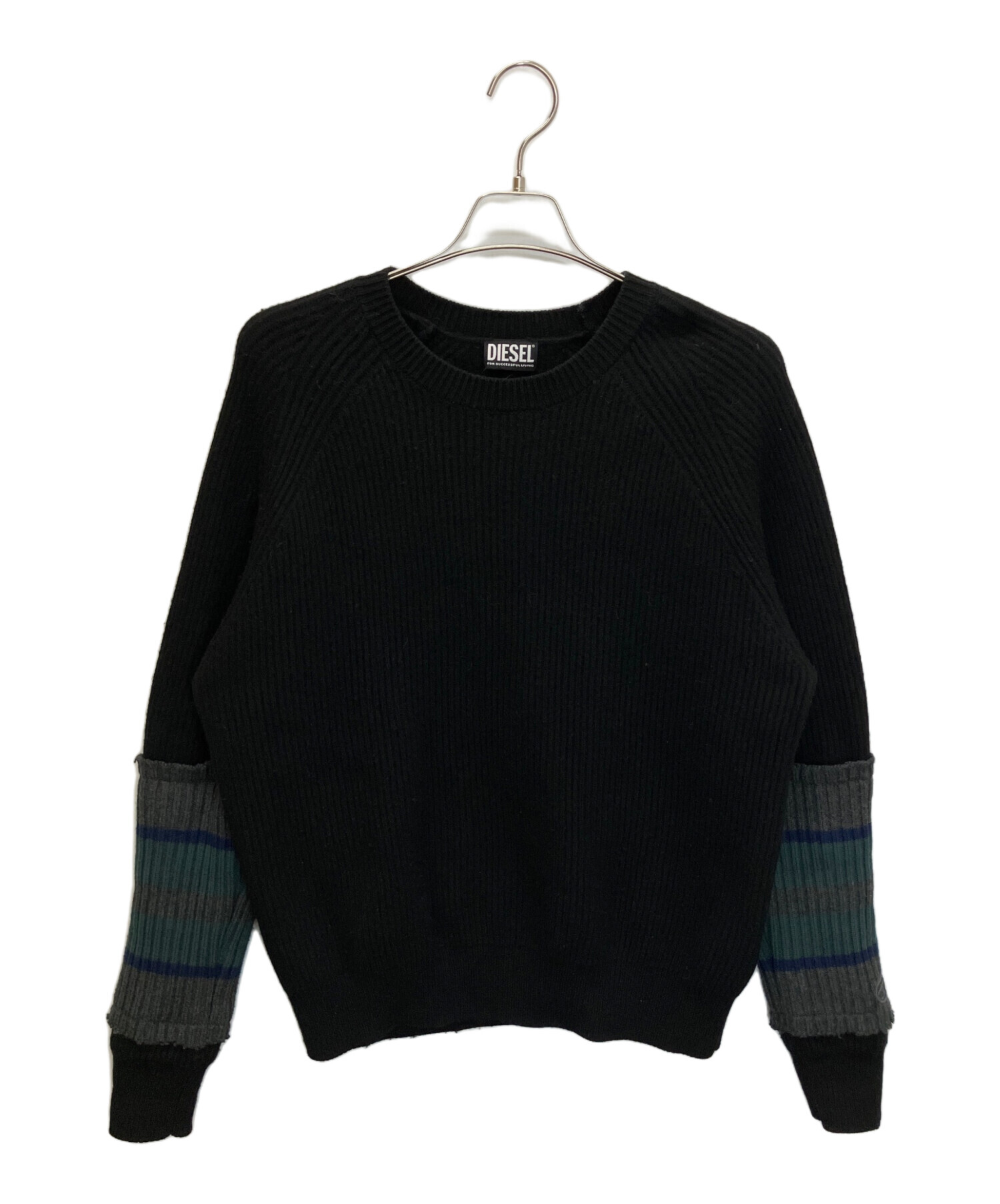 中古・古着通販】DIESEL (ディーゼル) 厚手ニット ブラック×グリーン