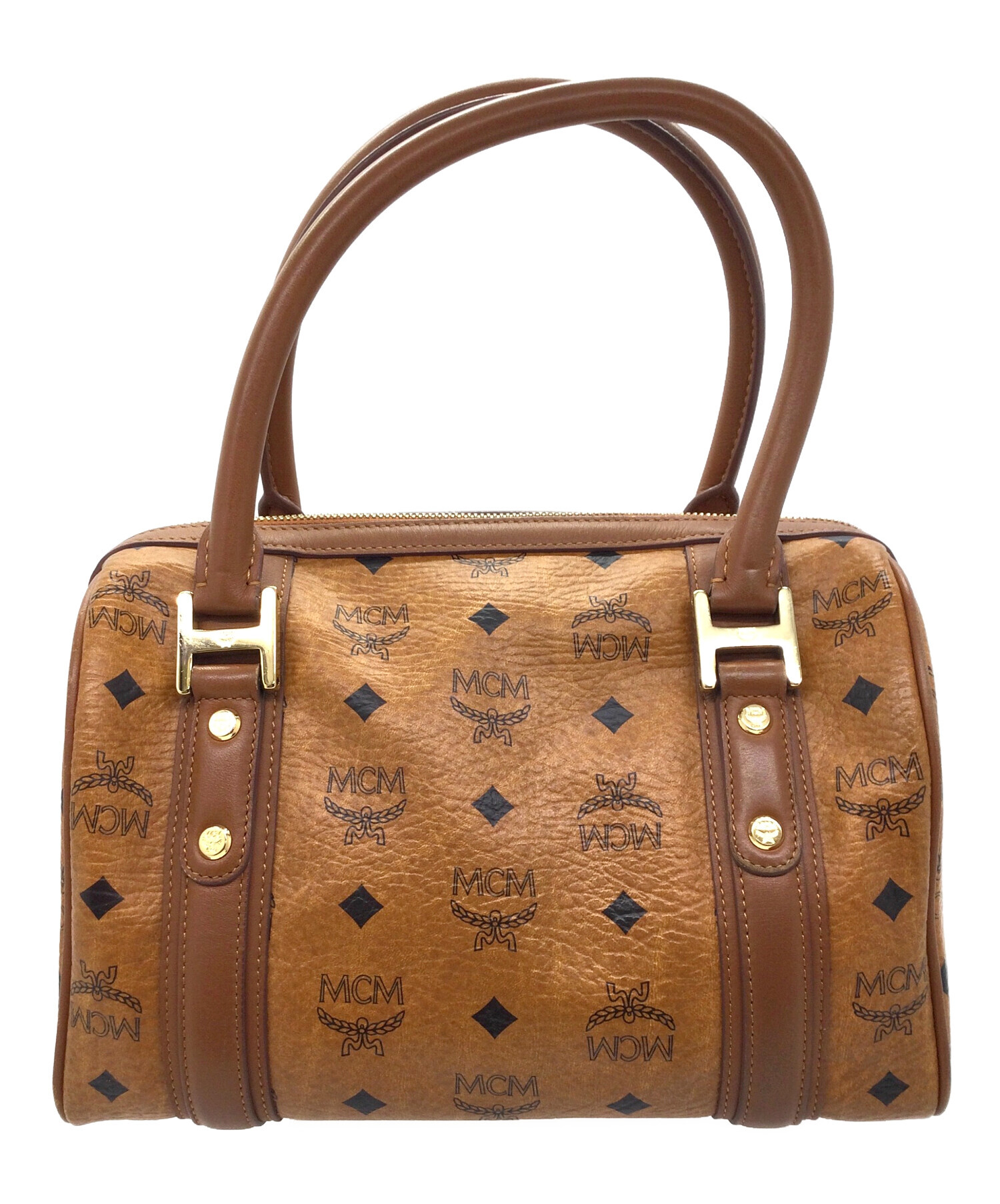 中古美品　MCM ミニボストンバッグ ブラウン 中古・古着通販】MCM (エムシーエム) ミニボストンバッグ ブラウン