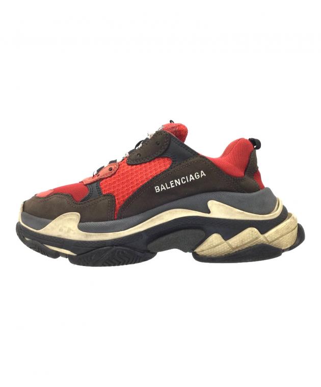 中古・古着通販】BALENCIAGA (バレンシアガ) Triple S レッド×ブラウン