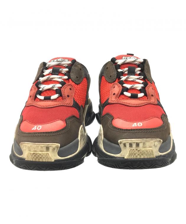 中古・古着通販】BALENCIAGA (バレンシアガ) Triple S レッド×ブラウン