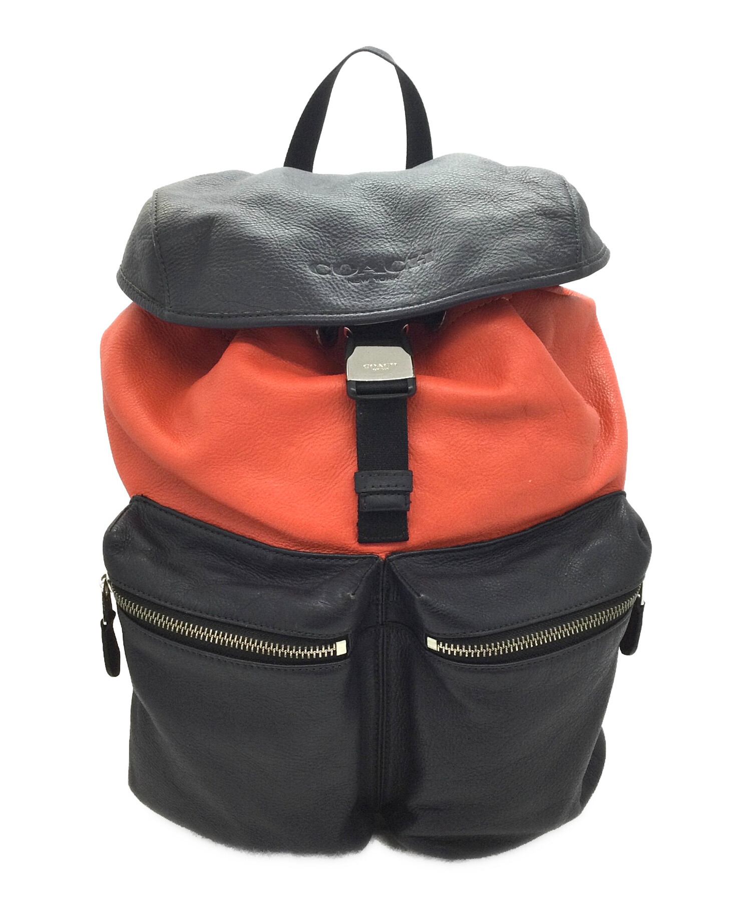 Coach リュック オレンジ 青 黒 中古・古着通販】COACH (コーチ) リュック ネイビー×レッド｜ブランド