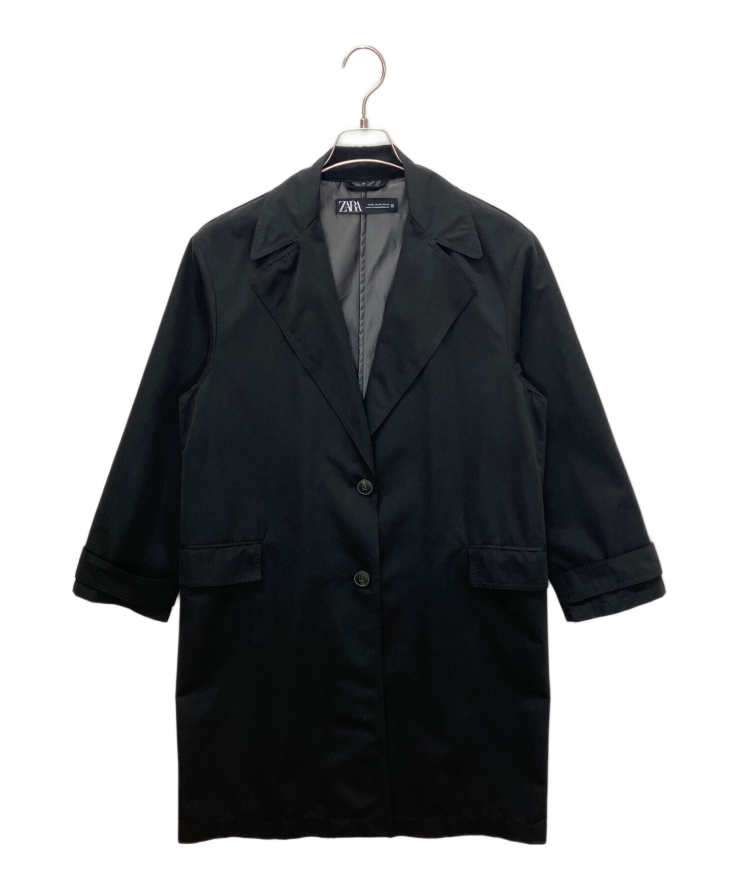 ZARA ブラック チェスターコート XL 中古・古着通販】ZARA (ザラ) チェスターコート ブラック サイズ:XS