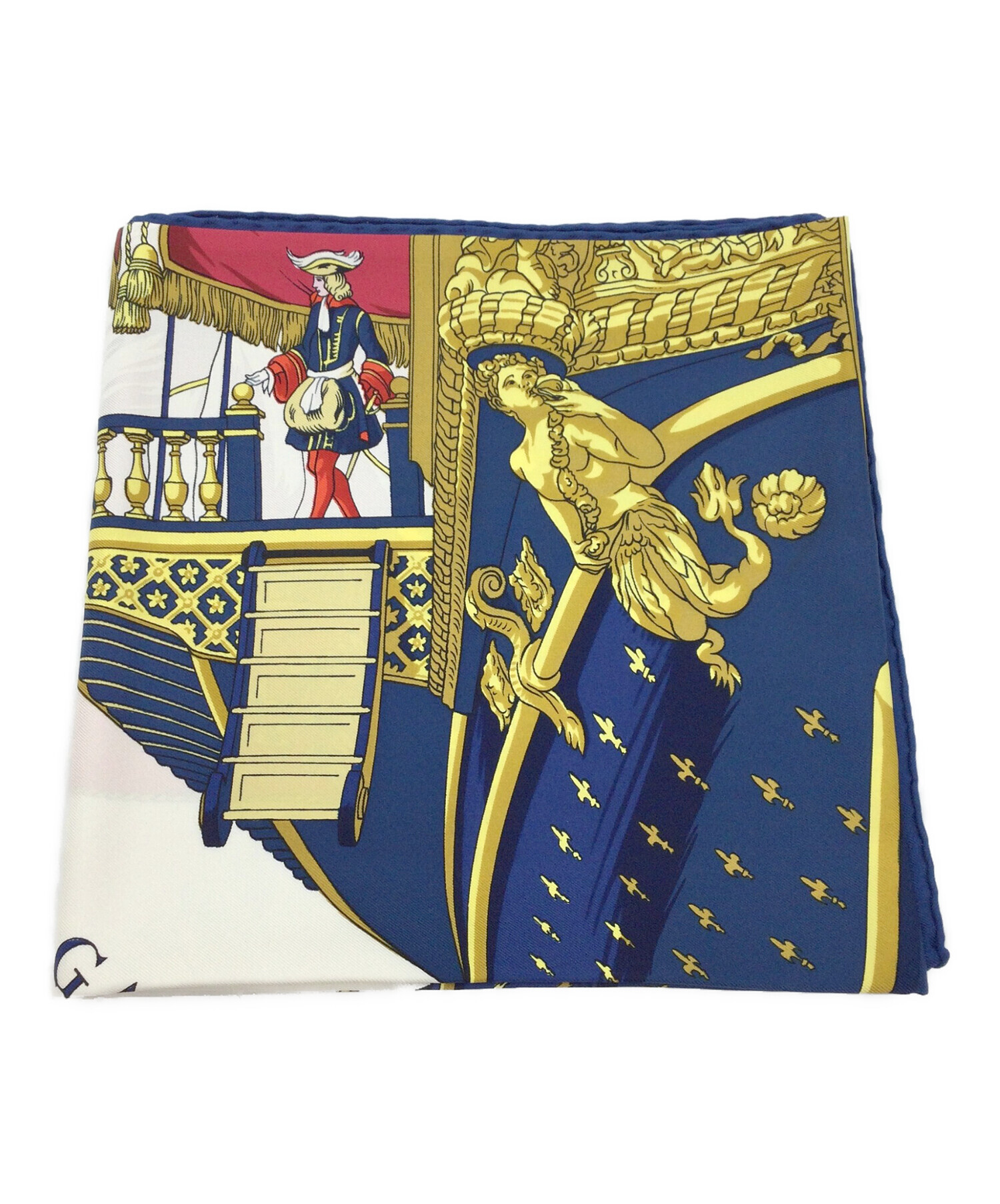 中古・古着通販】HERMES (エルメス) スカーフ ネイビー×ホワイト