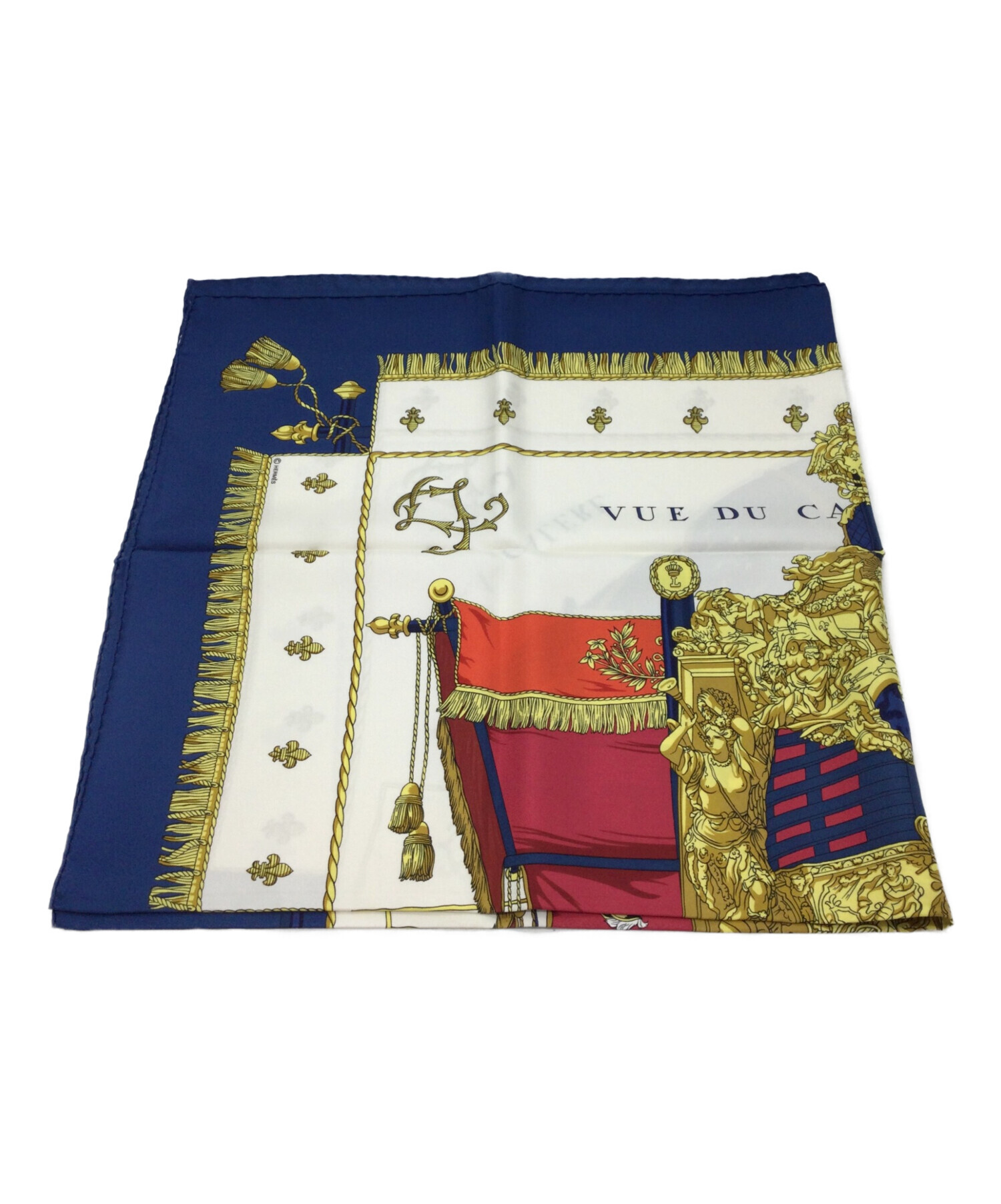 中古・古着通販】HERMES (エルメス) スカーフ ネイビー×ホワイト 