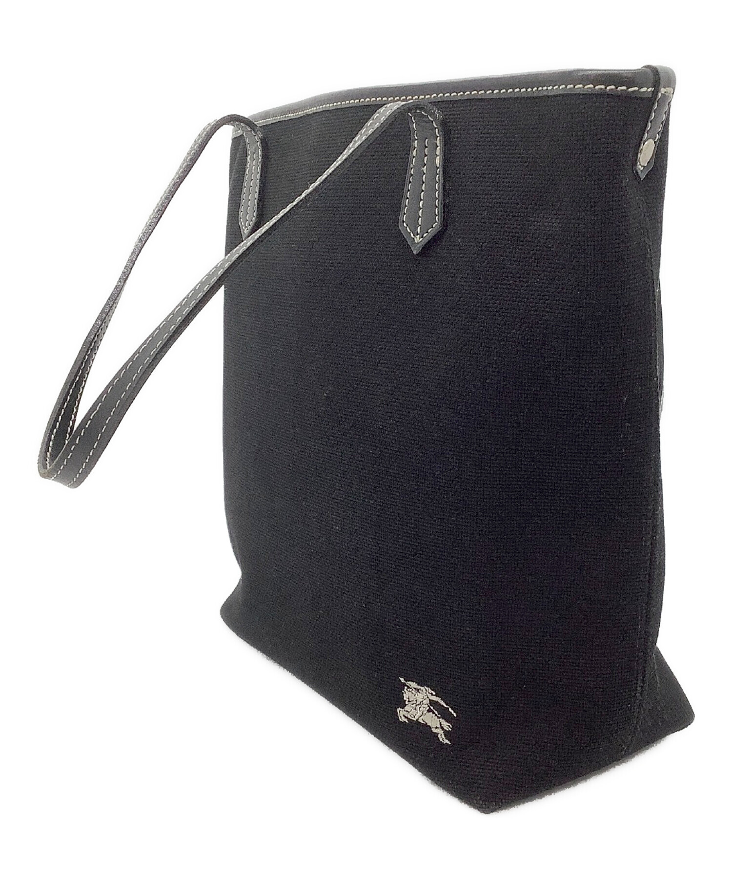 【良品】　バーバリー　ブルーレーベル　トートバッズ　キャンバス　レザー　黒 中古・古着通販】BURBERRY BLUE LABEL (バーバリー ブルー レーベル