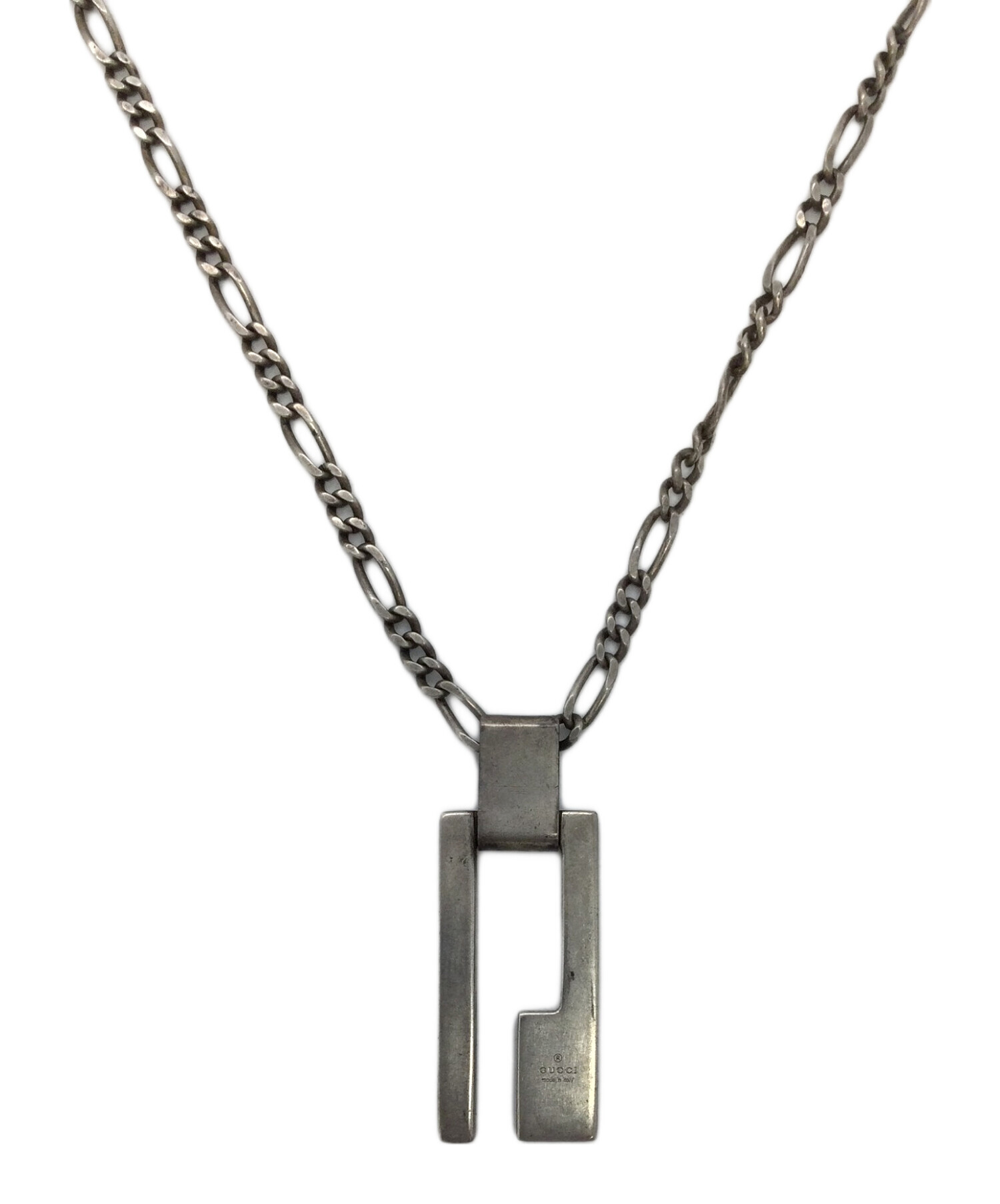 中古・古着通販】GUCCI (グッチ) Gプレートネックレス シルバー