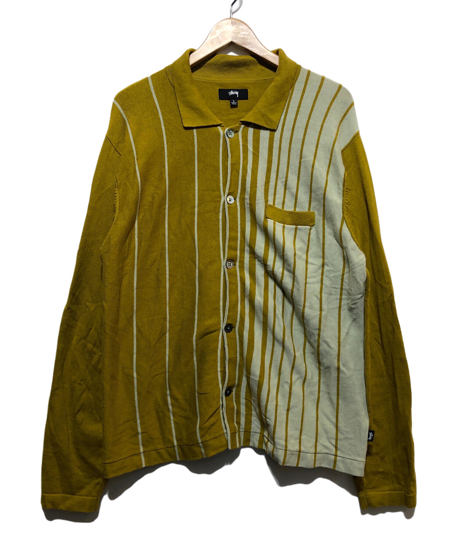 中古・古着通販】stussy (ステューシー) ストライプニットシャツ 中古・古着通販】stussy (ステューシー) ストライプニットシャツ