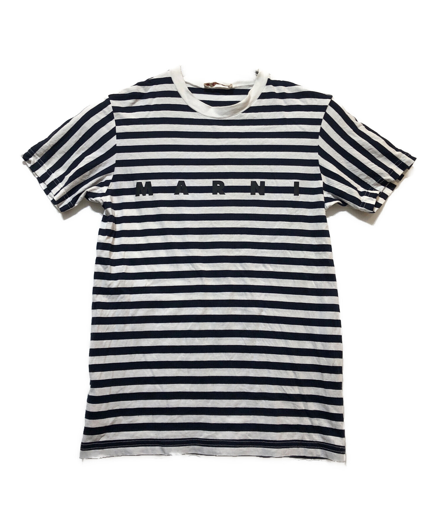 中古・古着通販】MARNI (マルニ) ボーダーTシャツ ホワイト×ネイビー 