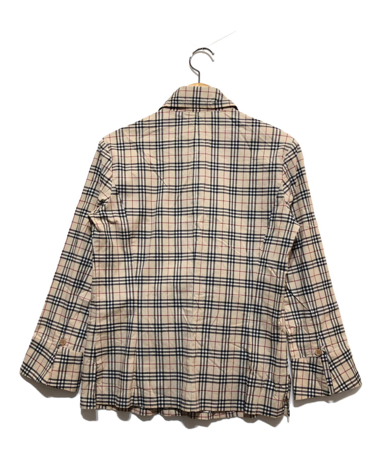 【未使用級】BURBERRY BLUE LABELノバチェック柄 38 M レア Burberry Blue Label ノバチェック柄シャツ 38 リボン